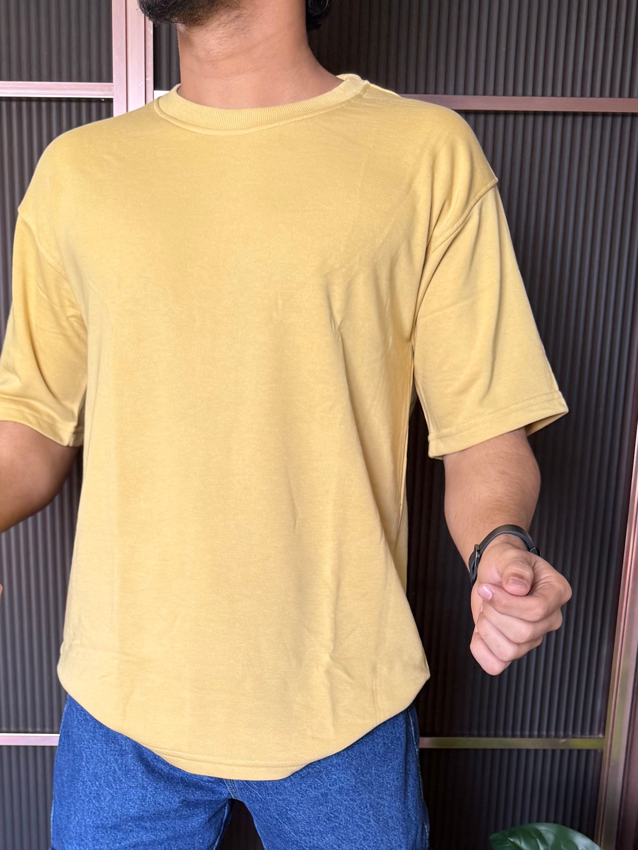 Drop Shoulder Yellow Oversize Tee