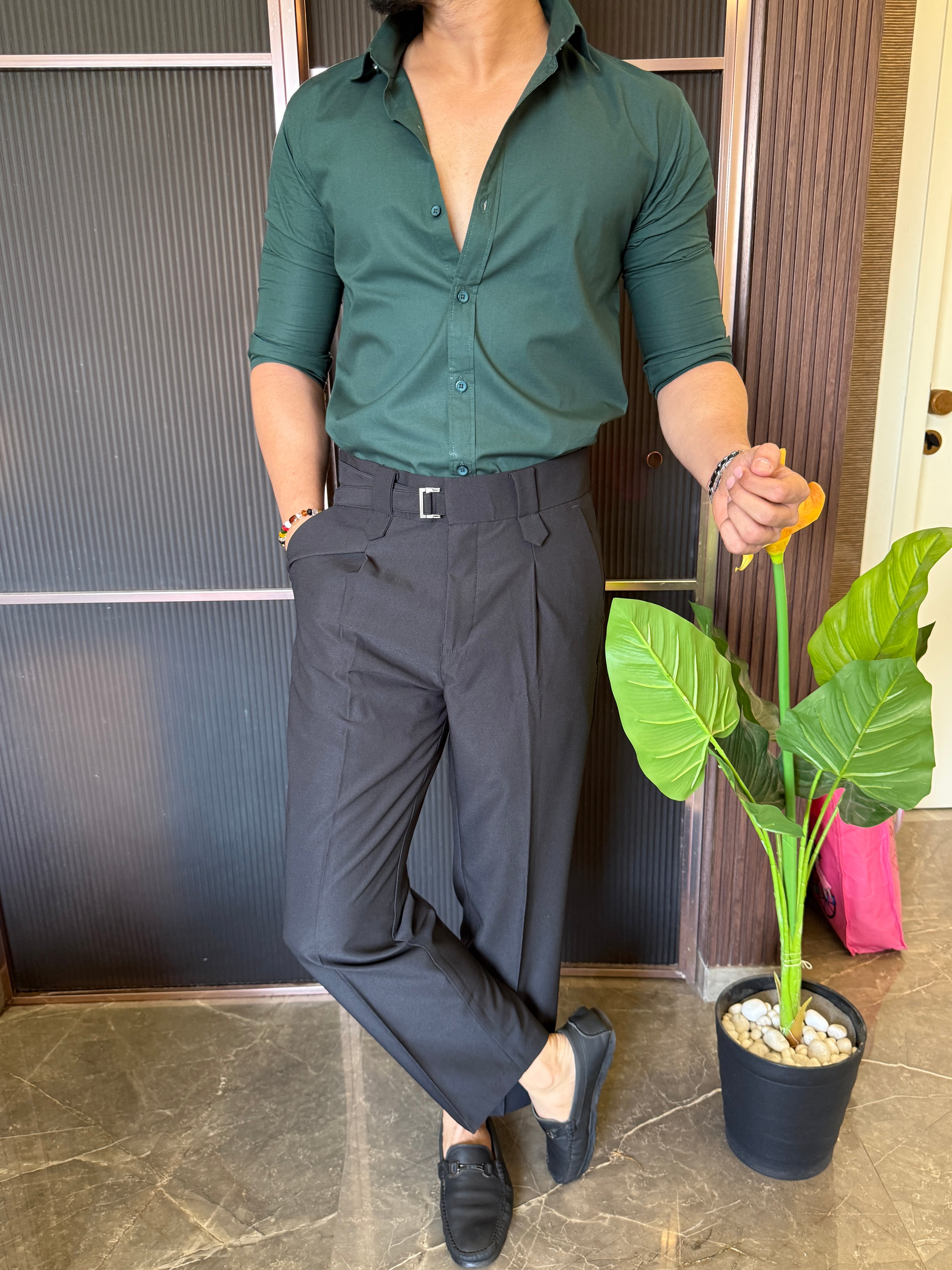 Formal Cotton Full Sleeve Green Shirt