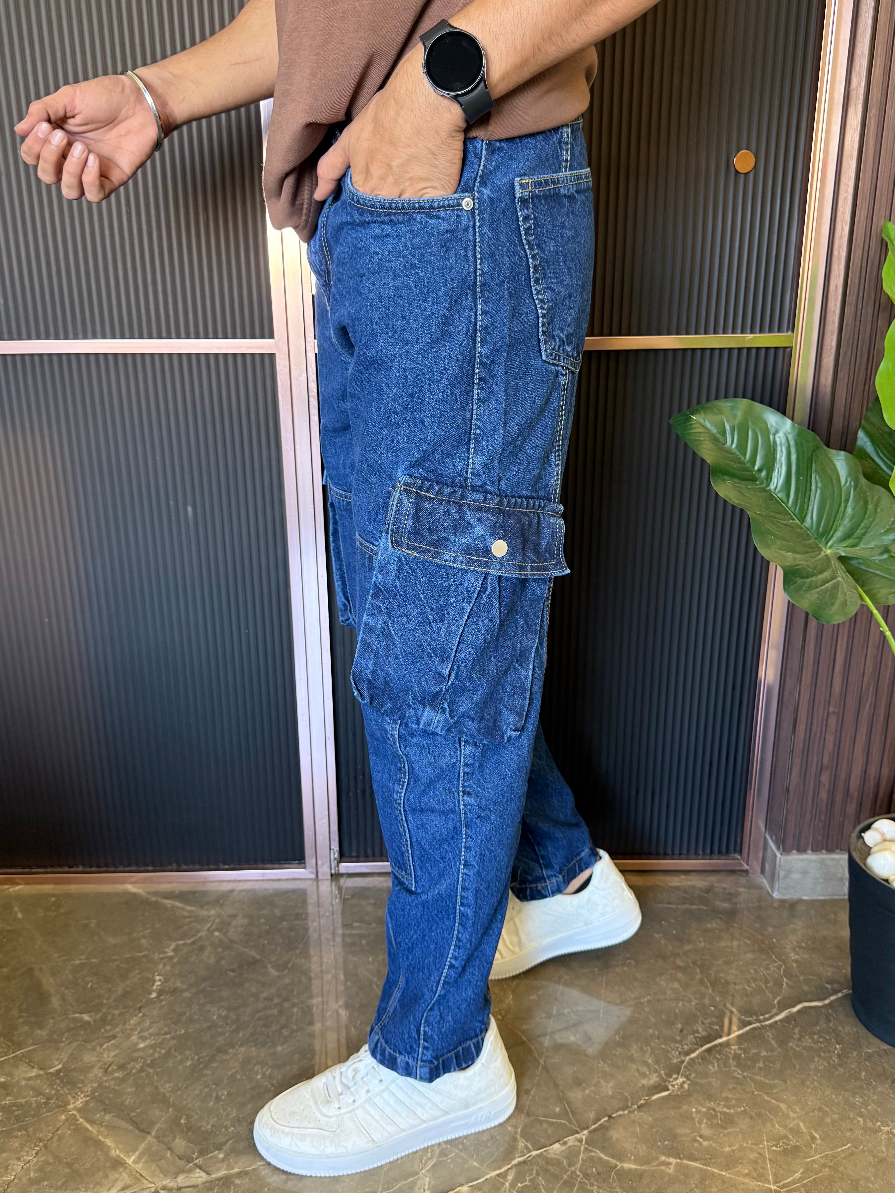 Mom Fit Cargo Blue Blue Jeans