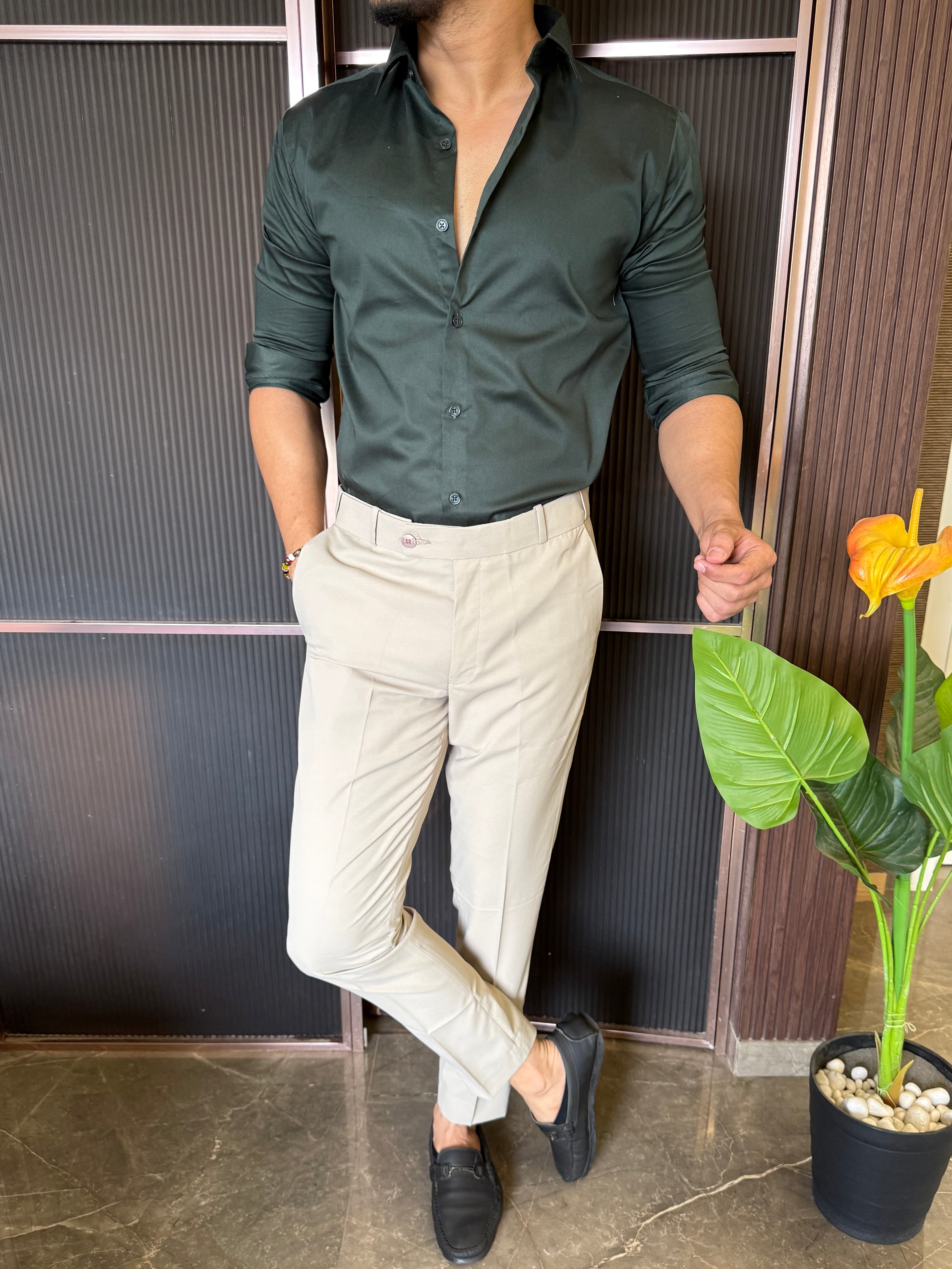 Cotton Satin Green Fullsleeve Shirt