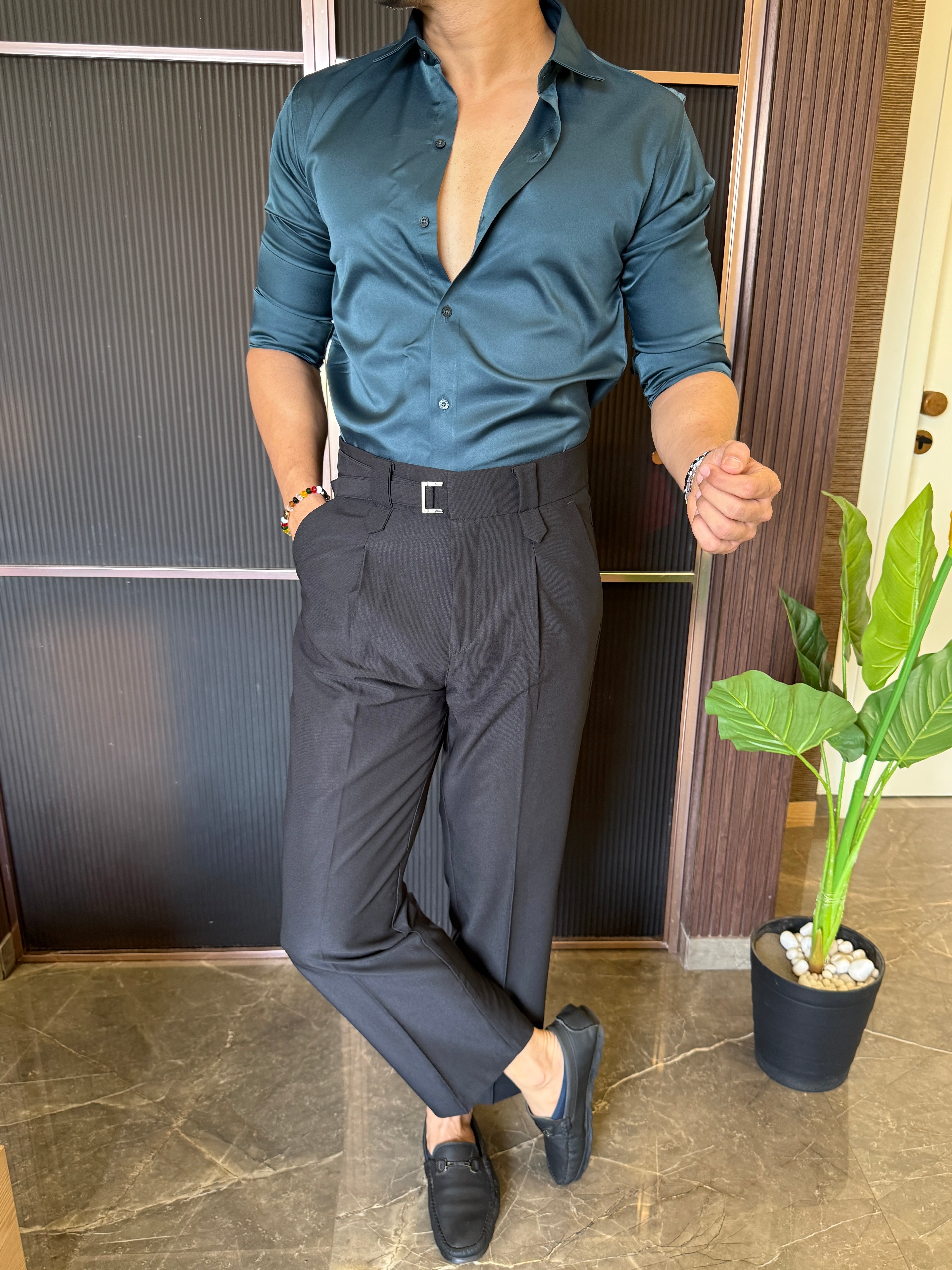Satin Blue Full sleeves Shirt