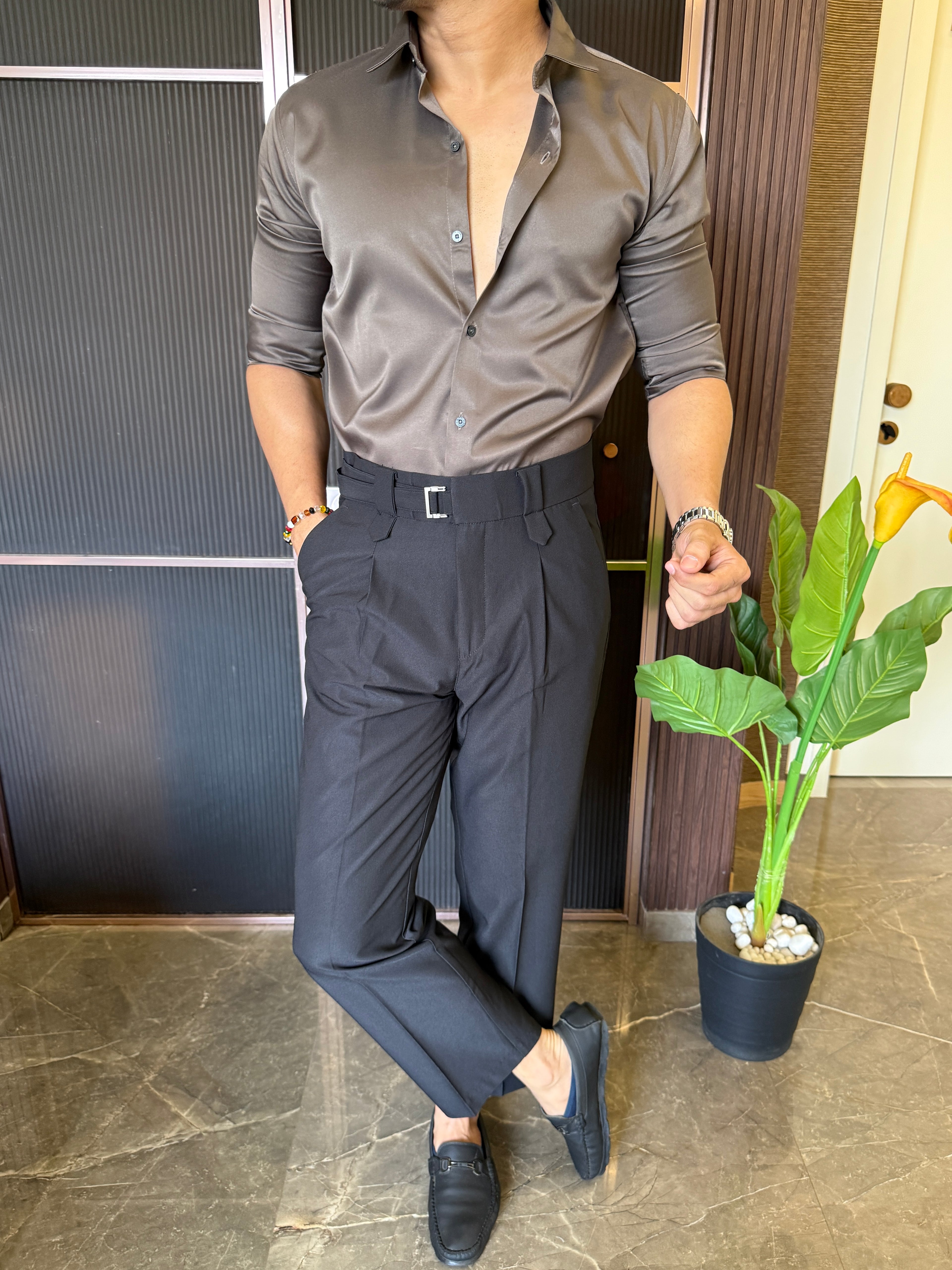 Satin Brown Full sleeves Shirt