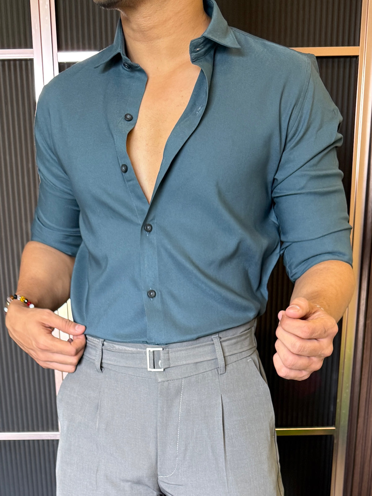 Stretchable Cotton Blue FullShirt