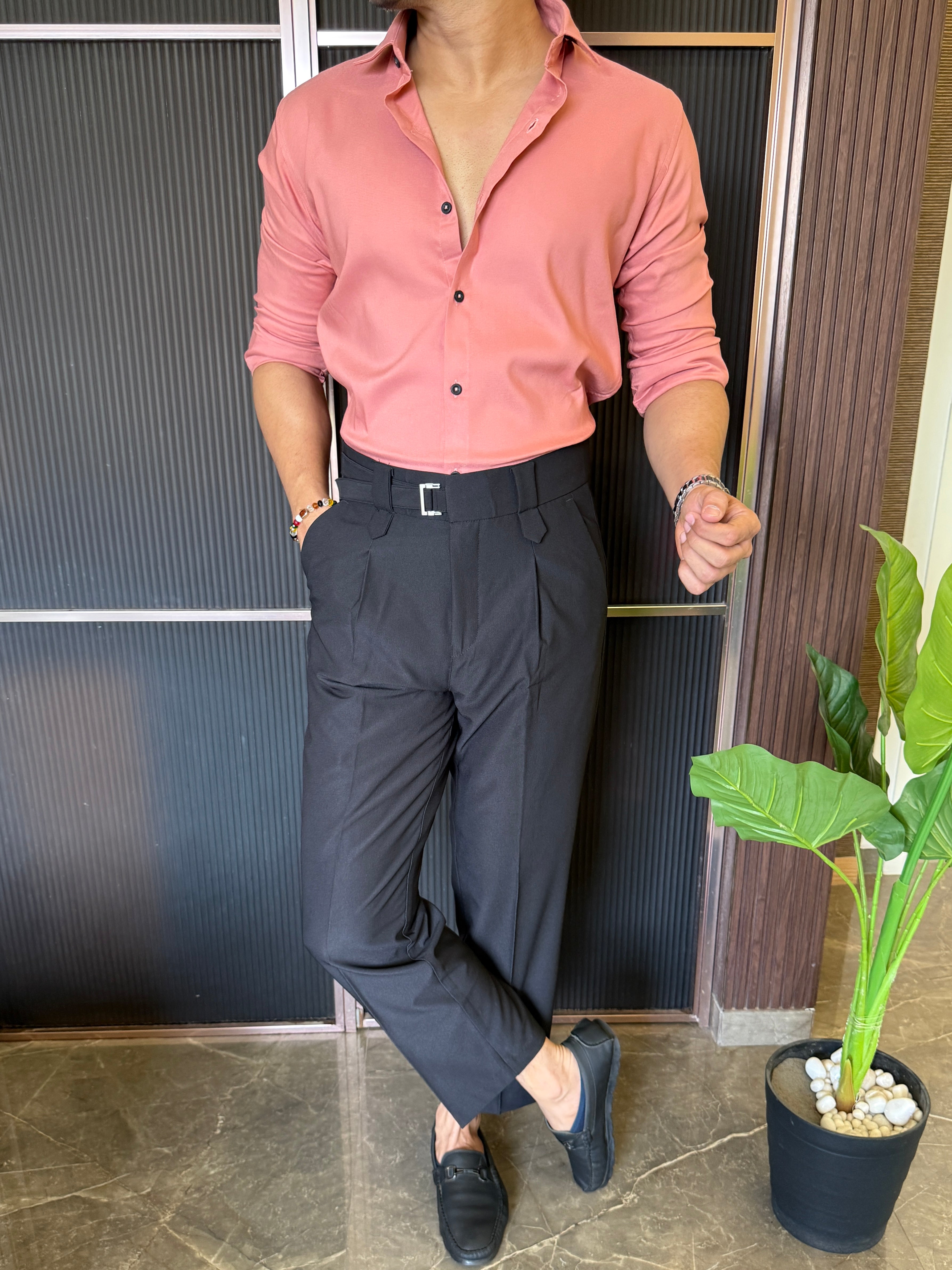 Stretchable Cotton Peach Full  Shirt