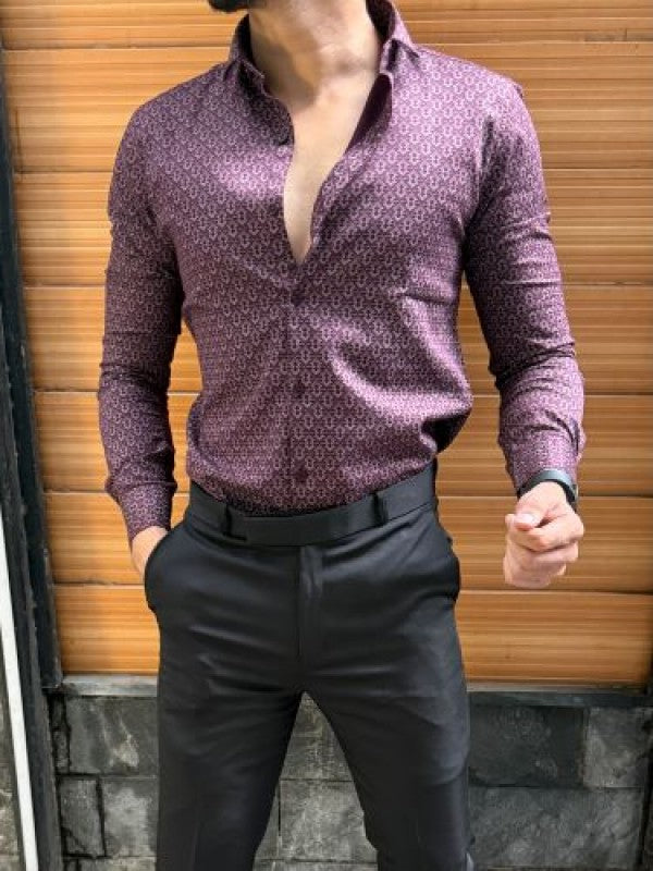 Printed 1 Semi Formal Wine Shirt