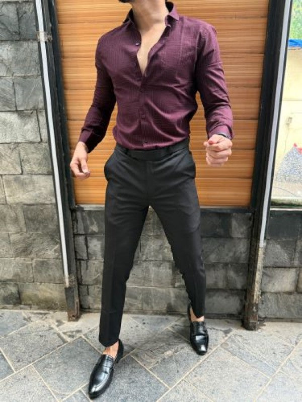 Printed 2 Semi Formal Wine Shirt