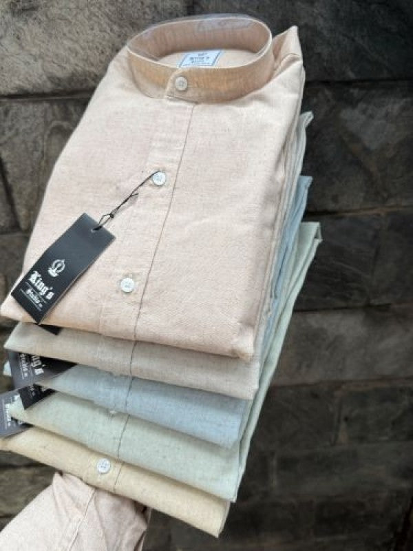 Chinese Collar Linen Ocean Shirt