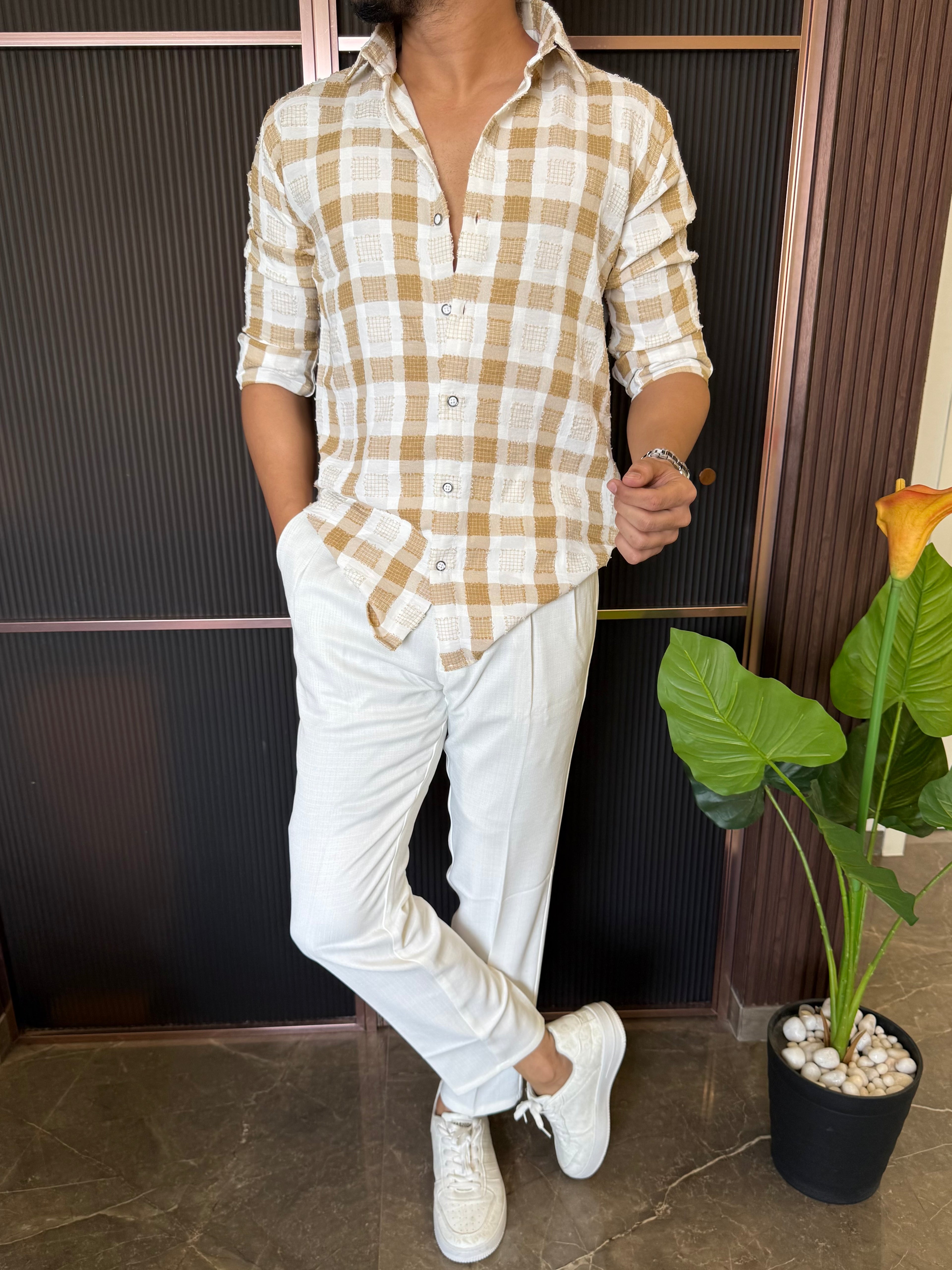 Flur Yellow Cotton Chex Shirt