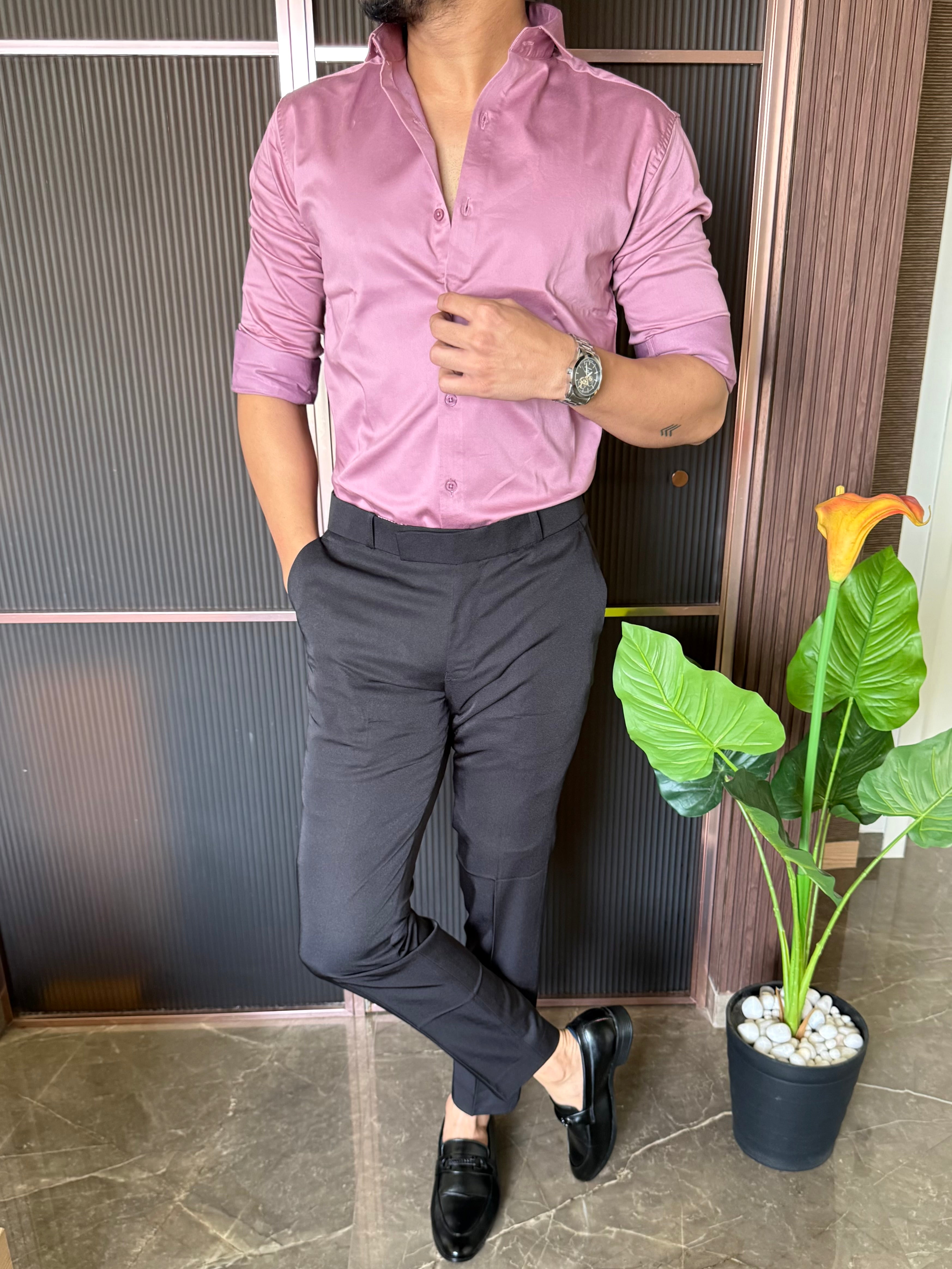 Cotton Lycra Onion Full Sleeves Shirt