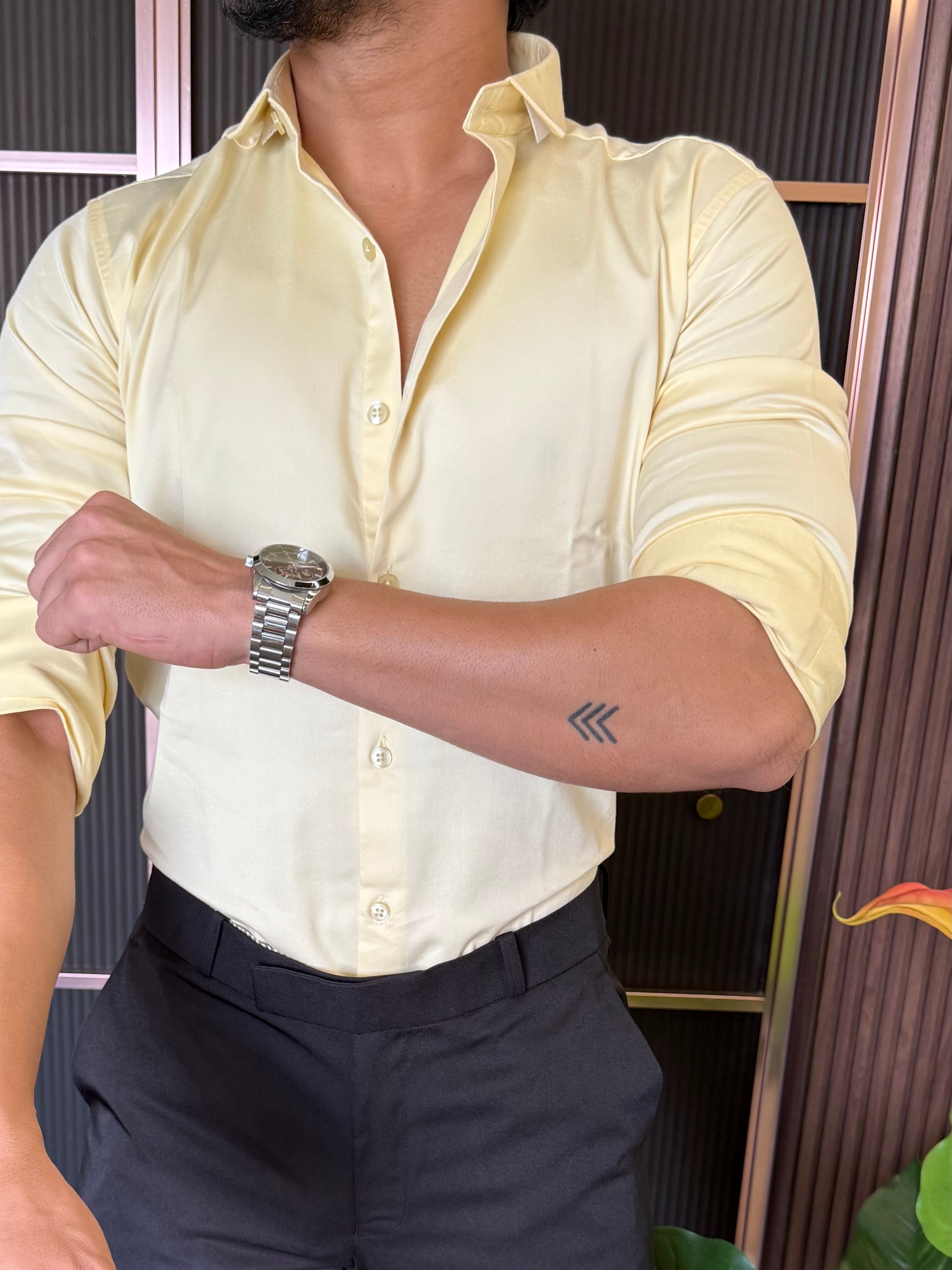 Cotton Lycra Lemon Full Sleeves Shirt