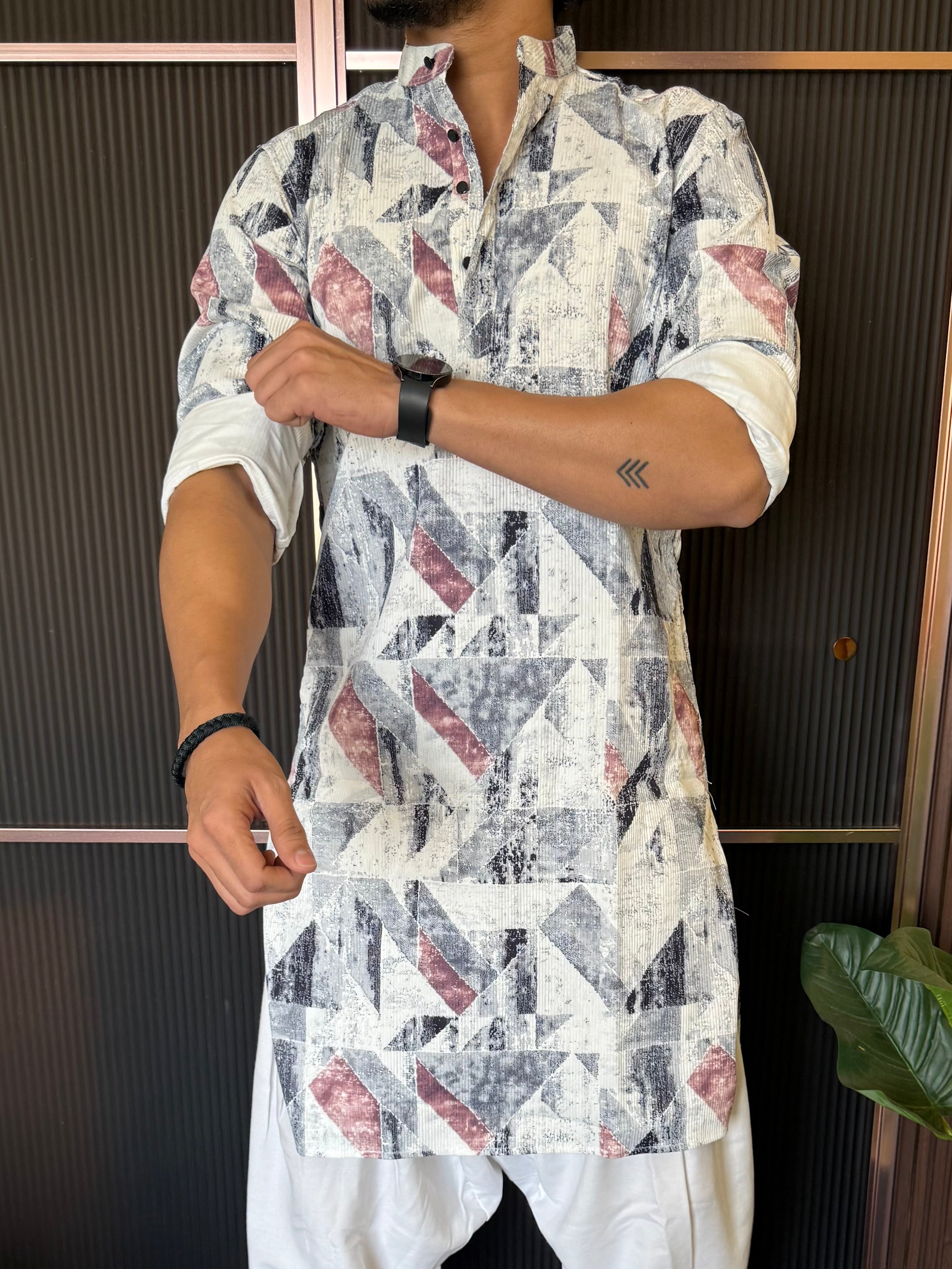Imported Hexa Printed Multi Red Kurta