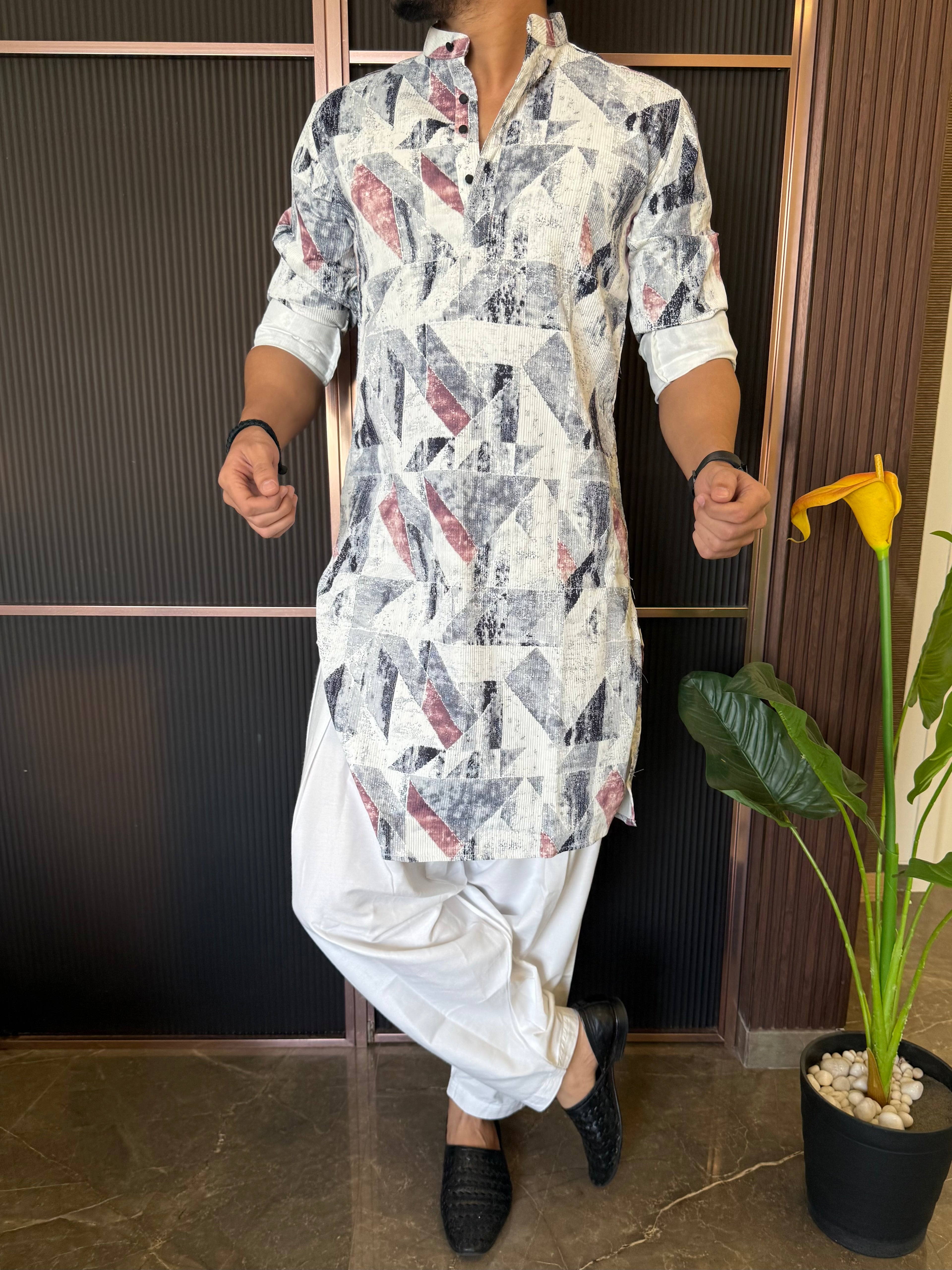 Imported Hexa Printed Multi Red Kurta