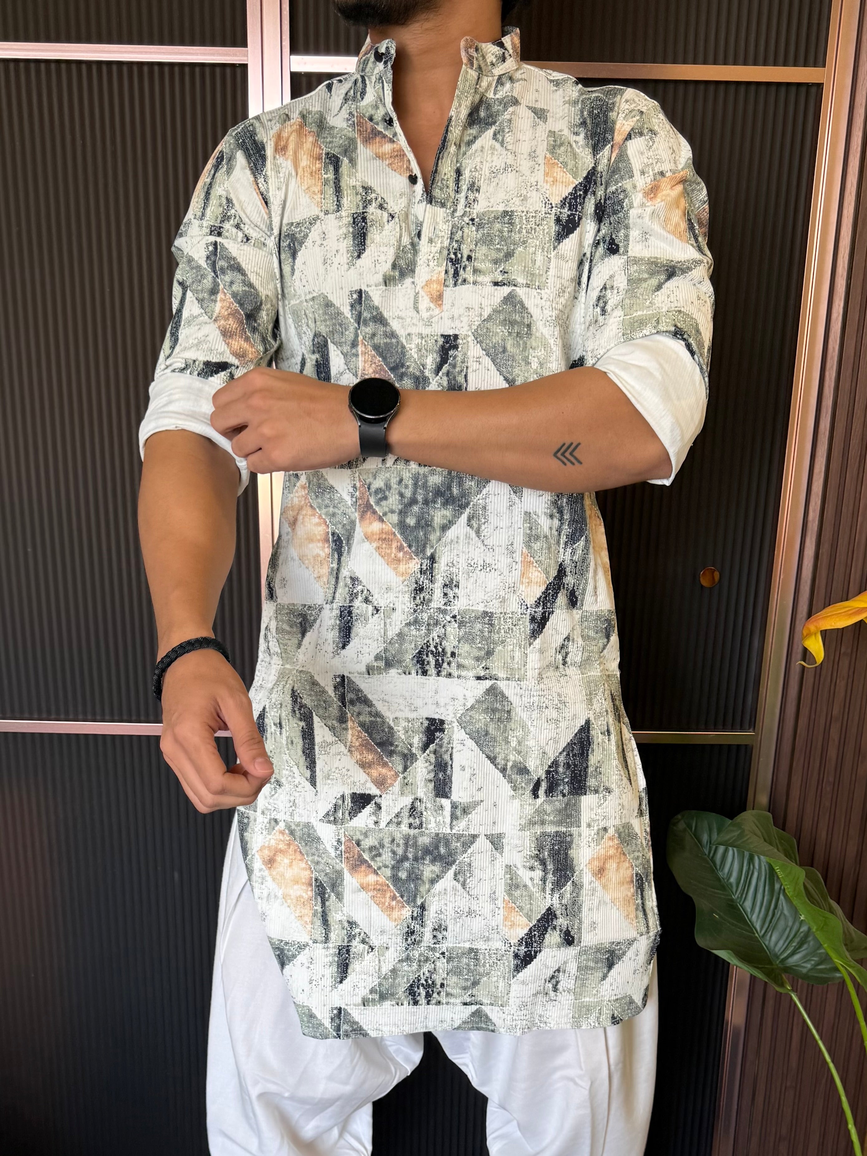 Imported Hexa Printed Multi Green Kurta