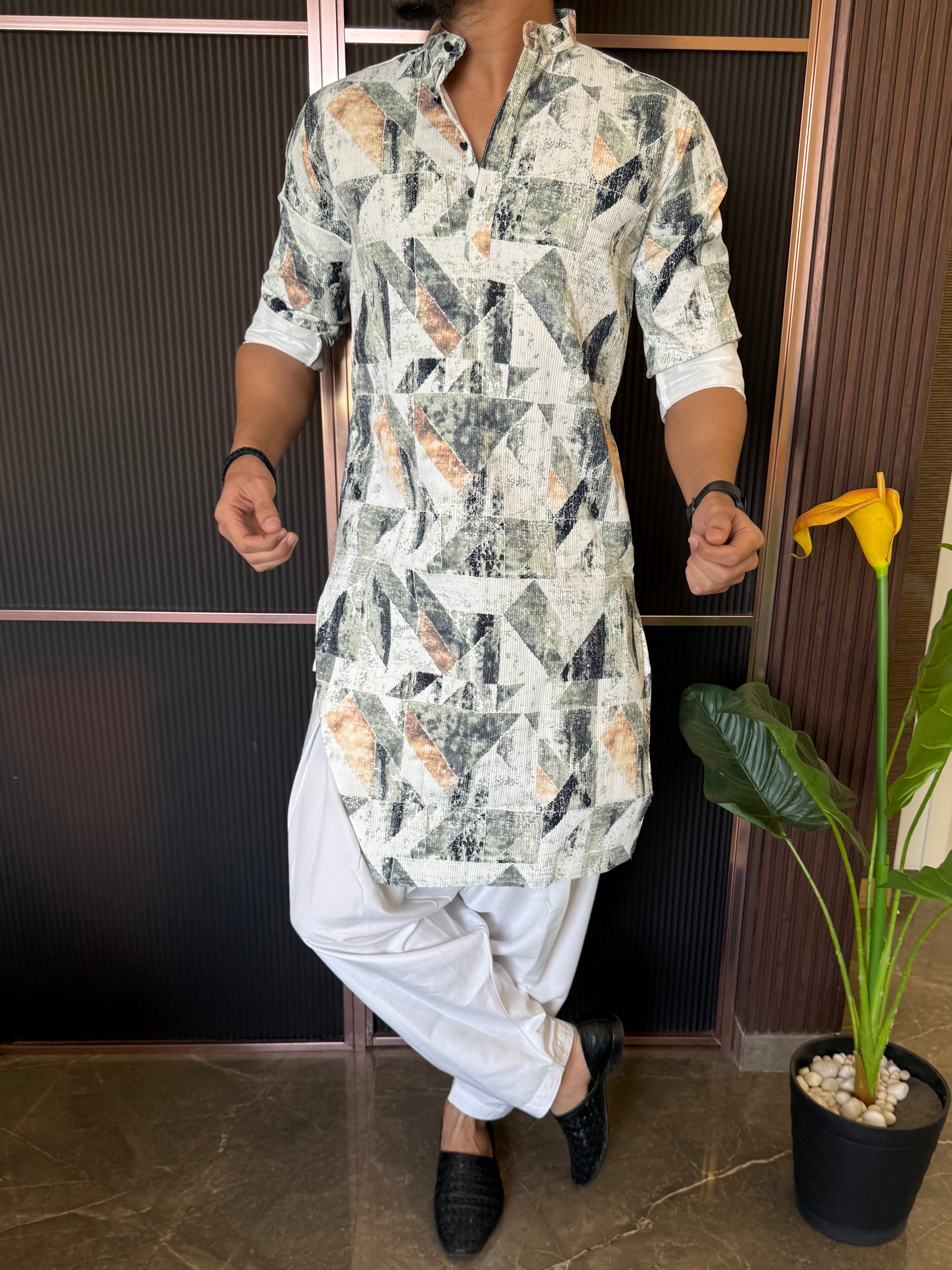 Imported Hexa Printed Multi Green Kurta