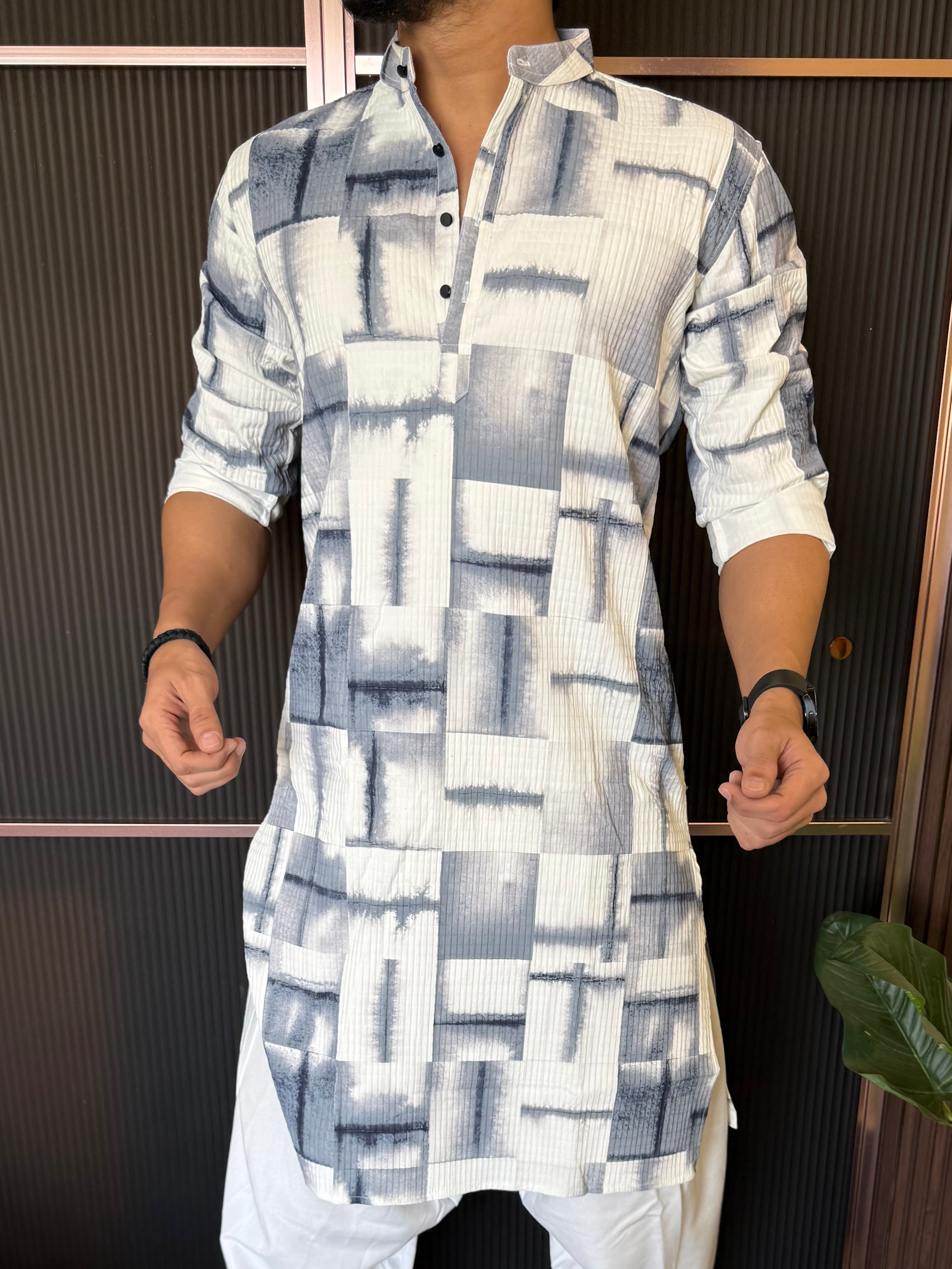 Imported Tye Dye Box  Blue Kurta