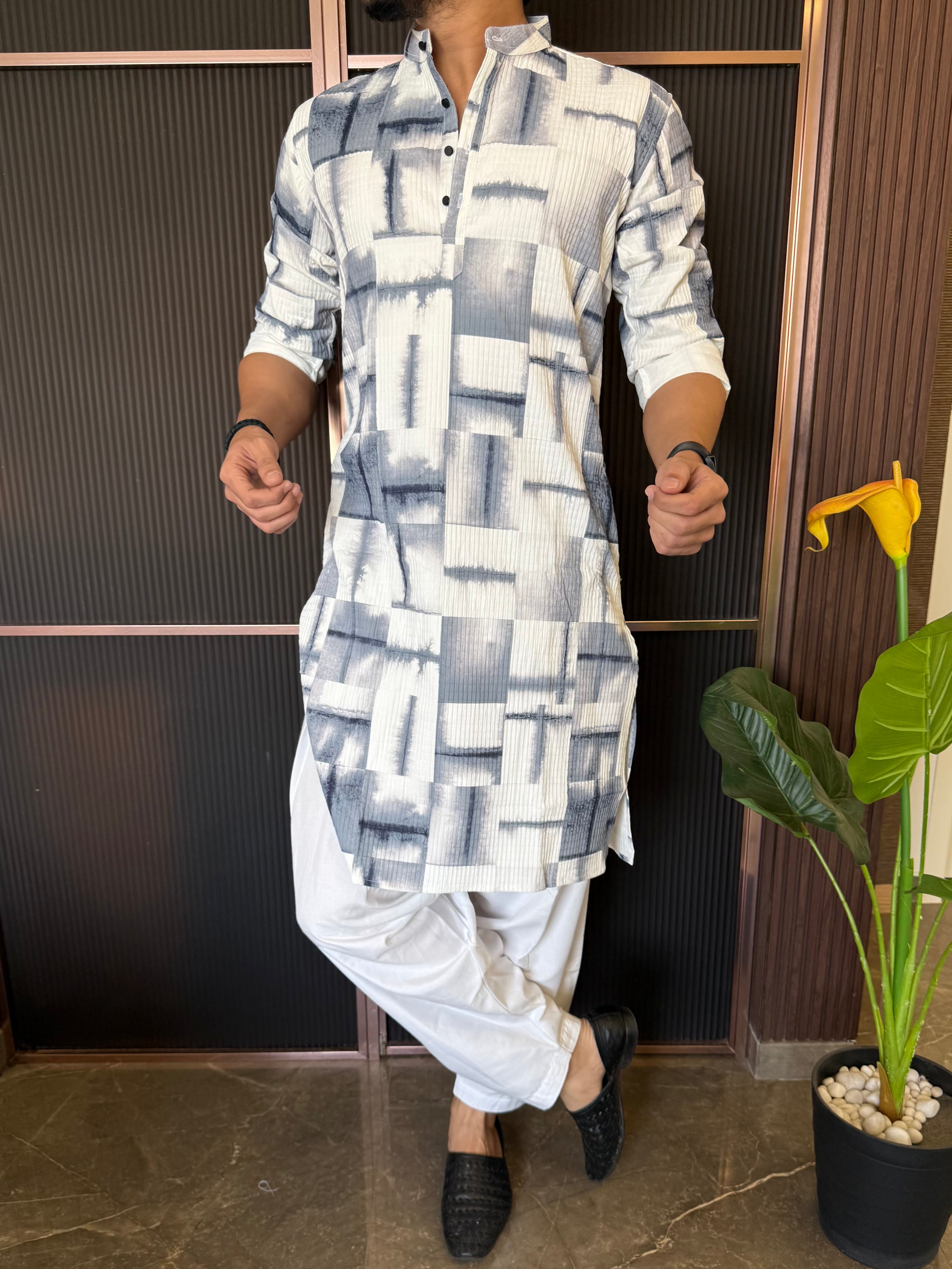 Imported Tye Dye Box  Blue Kurta
