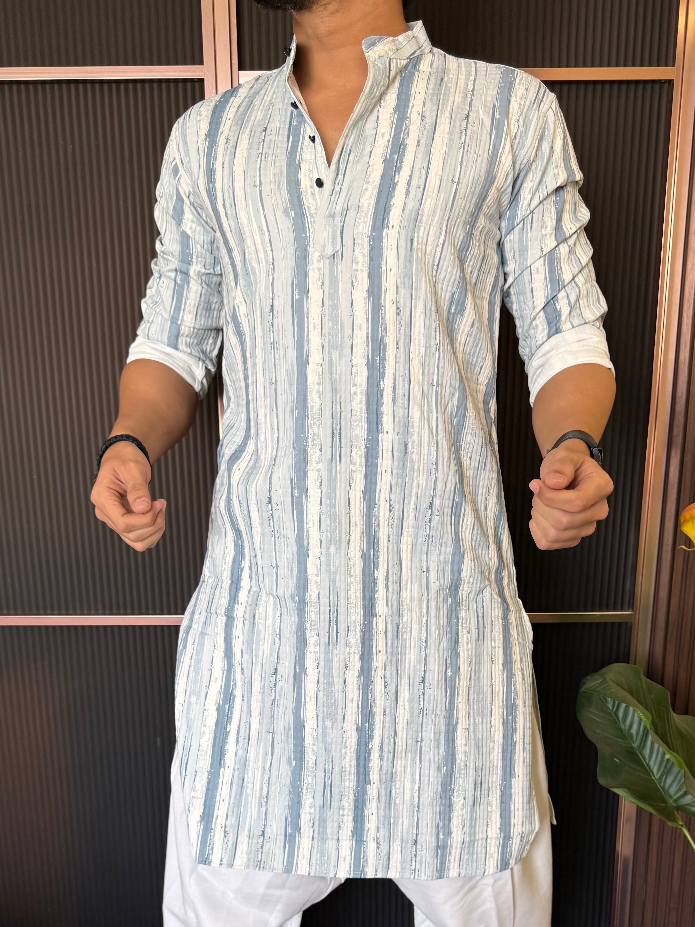 Imported Rugged Blue Stripe Kurta