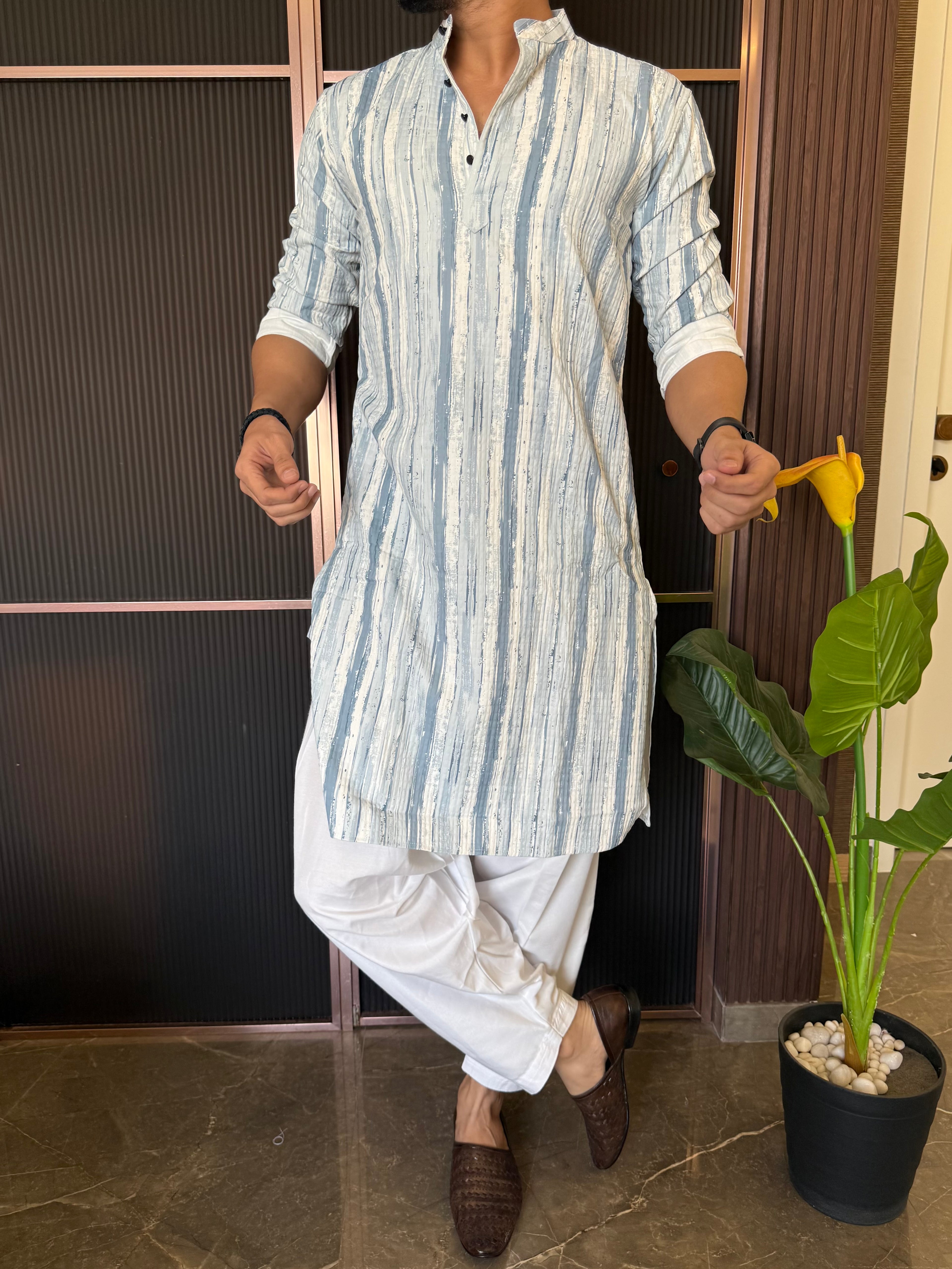 Imported Rugged Blue Stripe Kurta