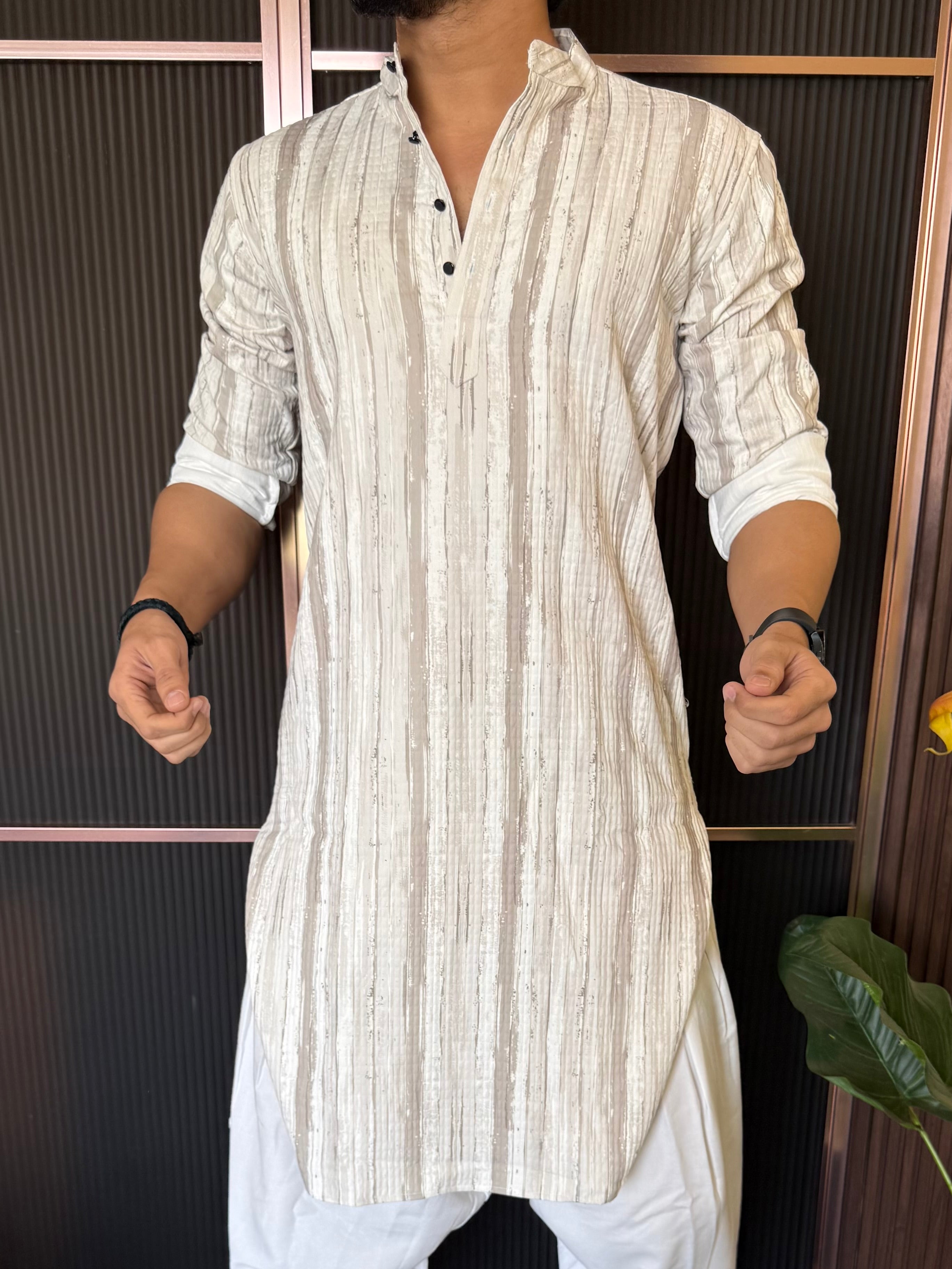 Imported Rugged Brown Stripe Kurta