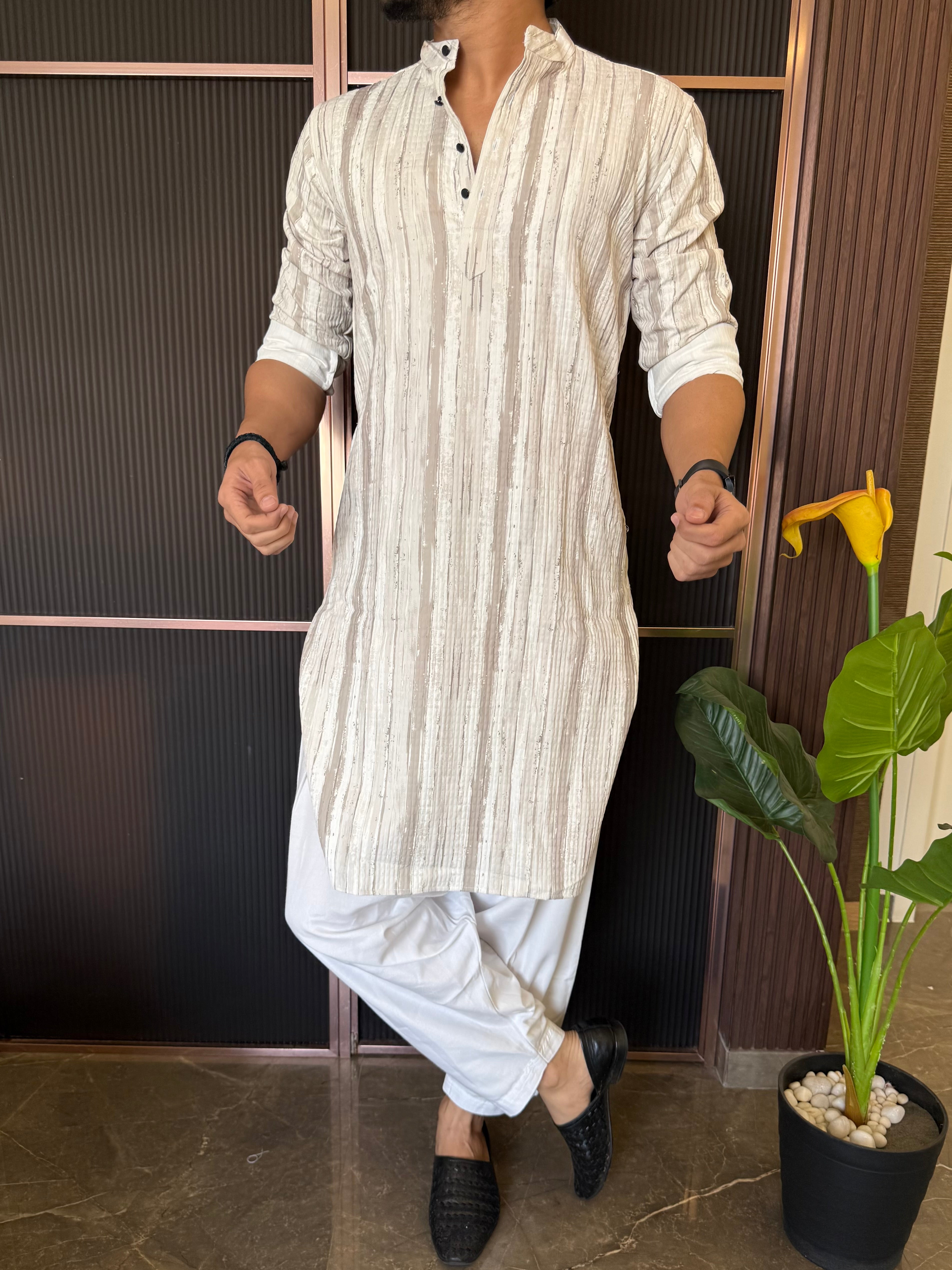 Imported Rugged Brown Stripe Kurta
