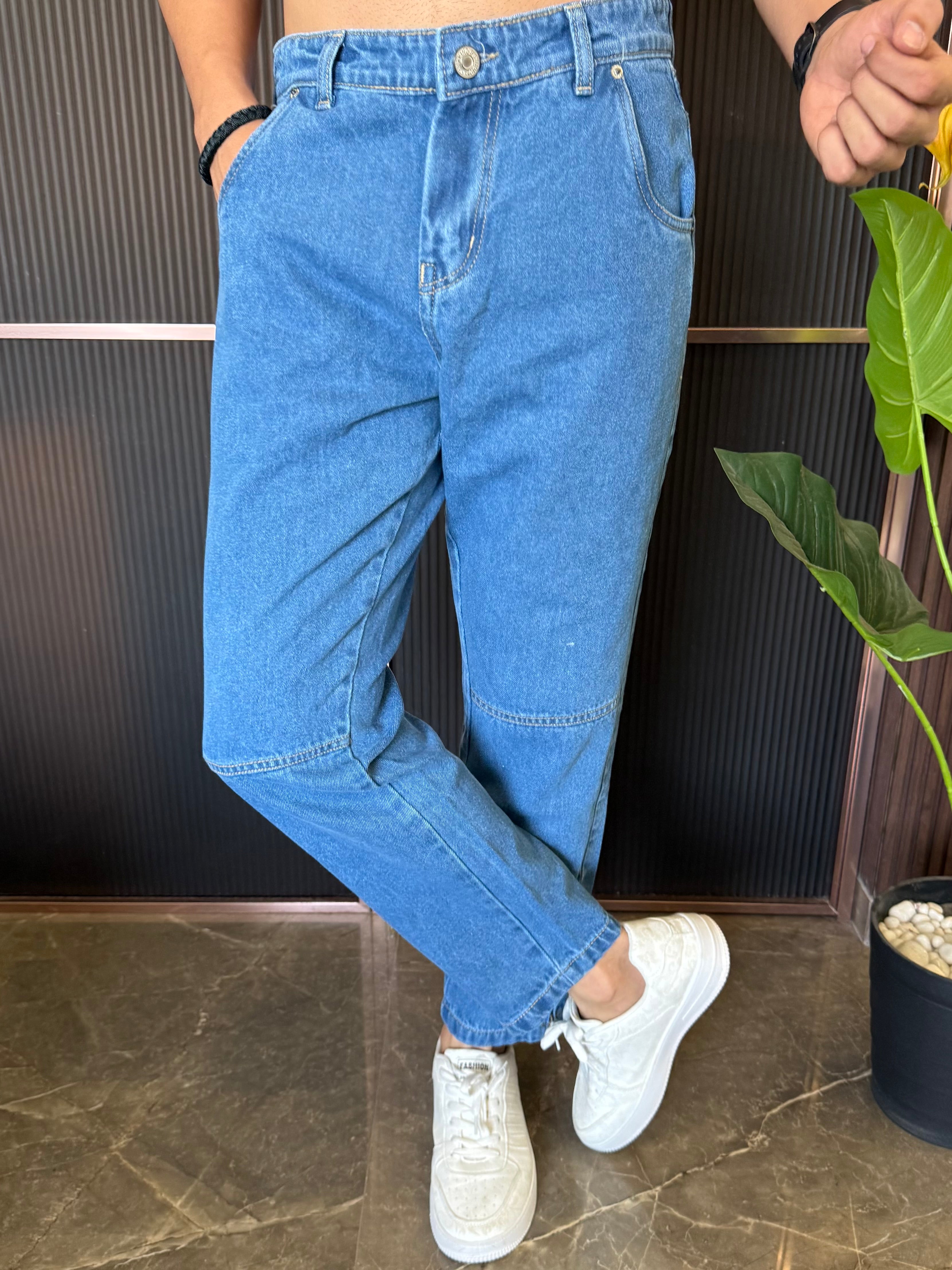 Mom Fit Zip Bottom Light  Blue Jeans