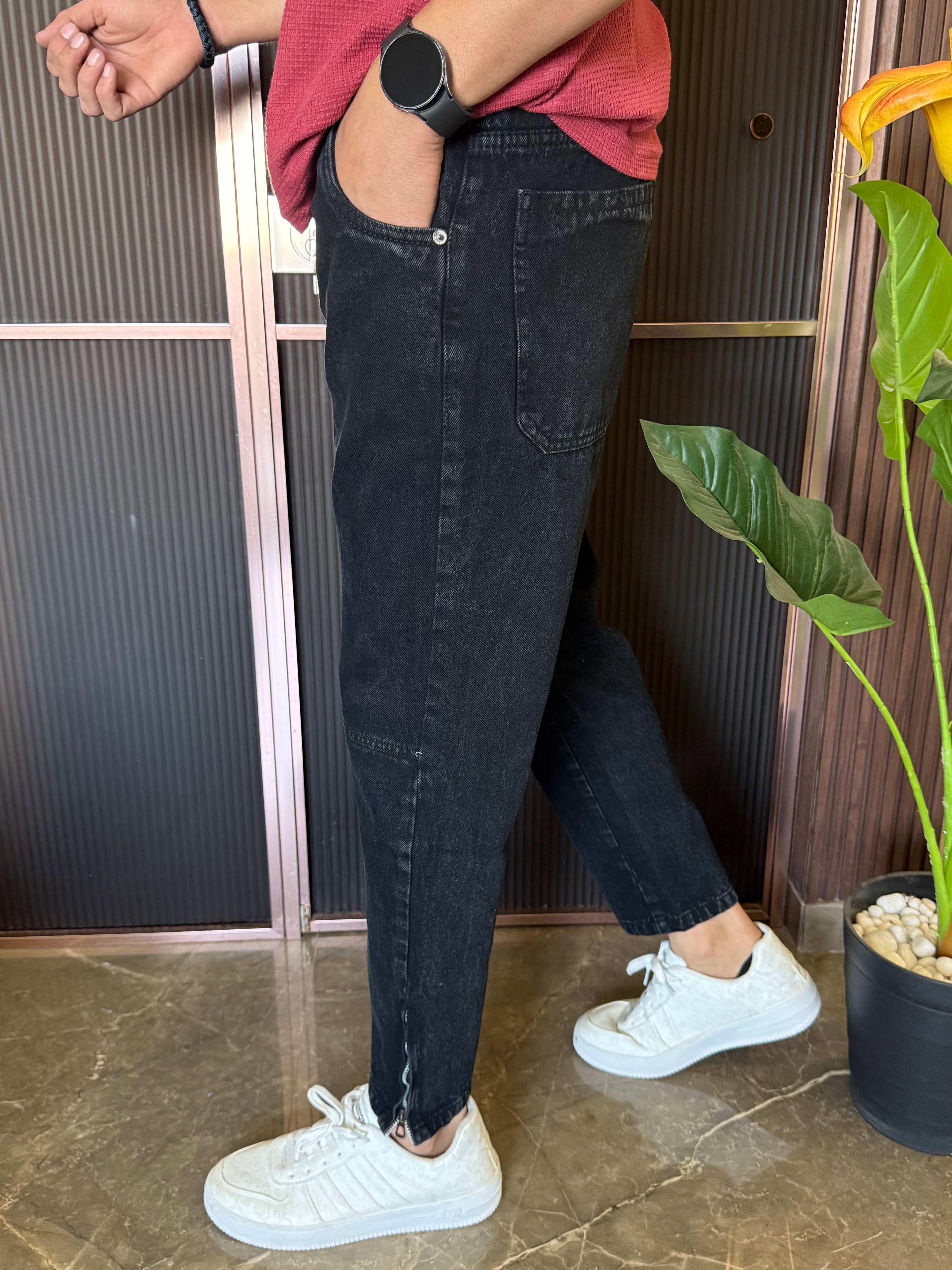 Mom Fit Zip Bottom Carbon Jeans