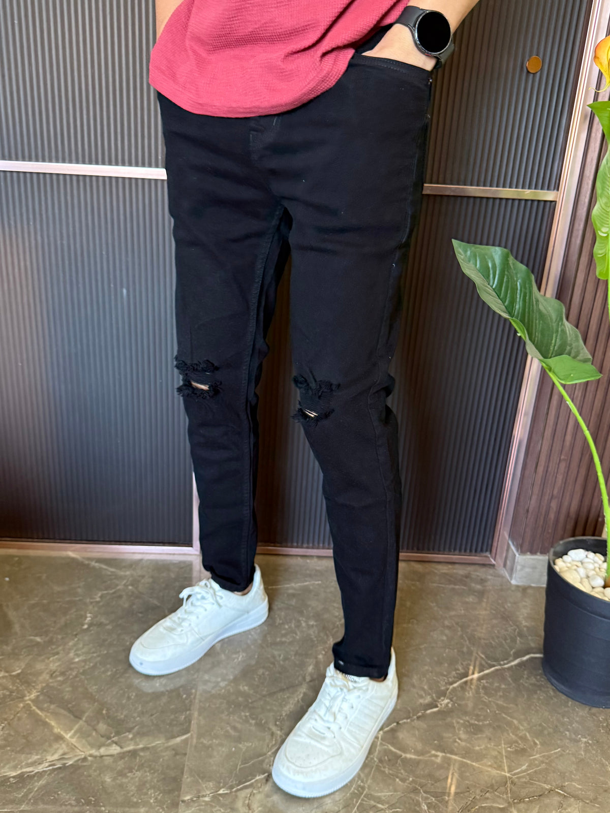 Knee Distressed Black Jeans