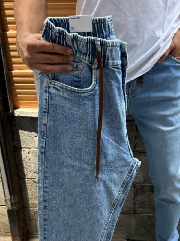 Elastic Stretchable Mid Blue Jeans