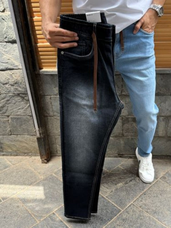 Elastic Stretchable Washed Blue Jeans