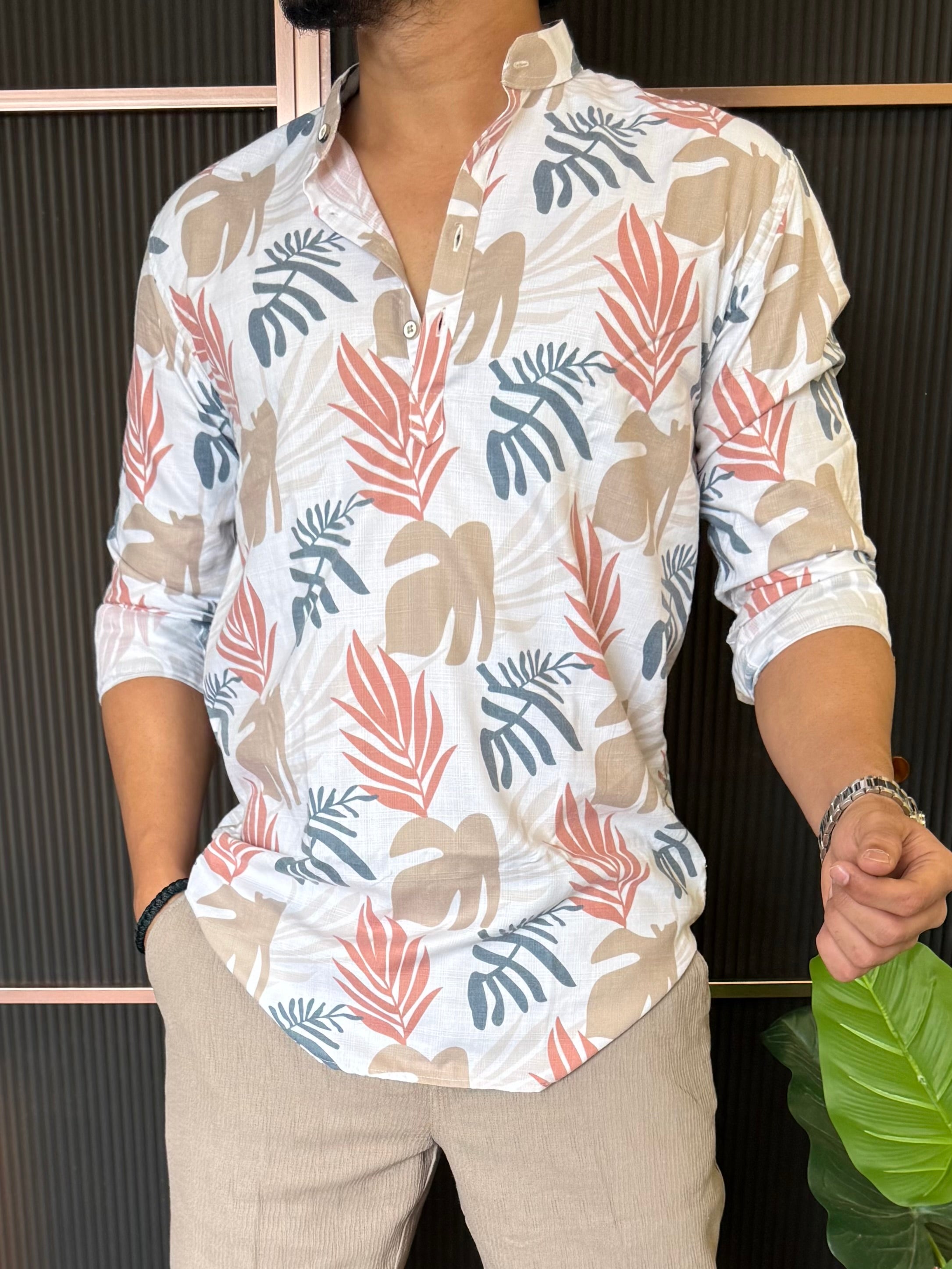 Printed Cotton Short Kurta Orange