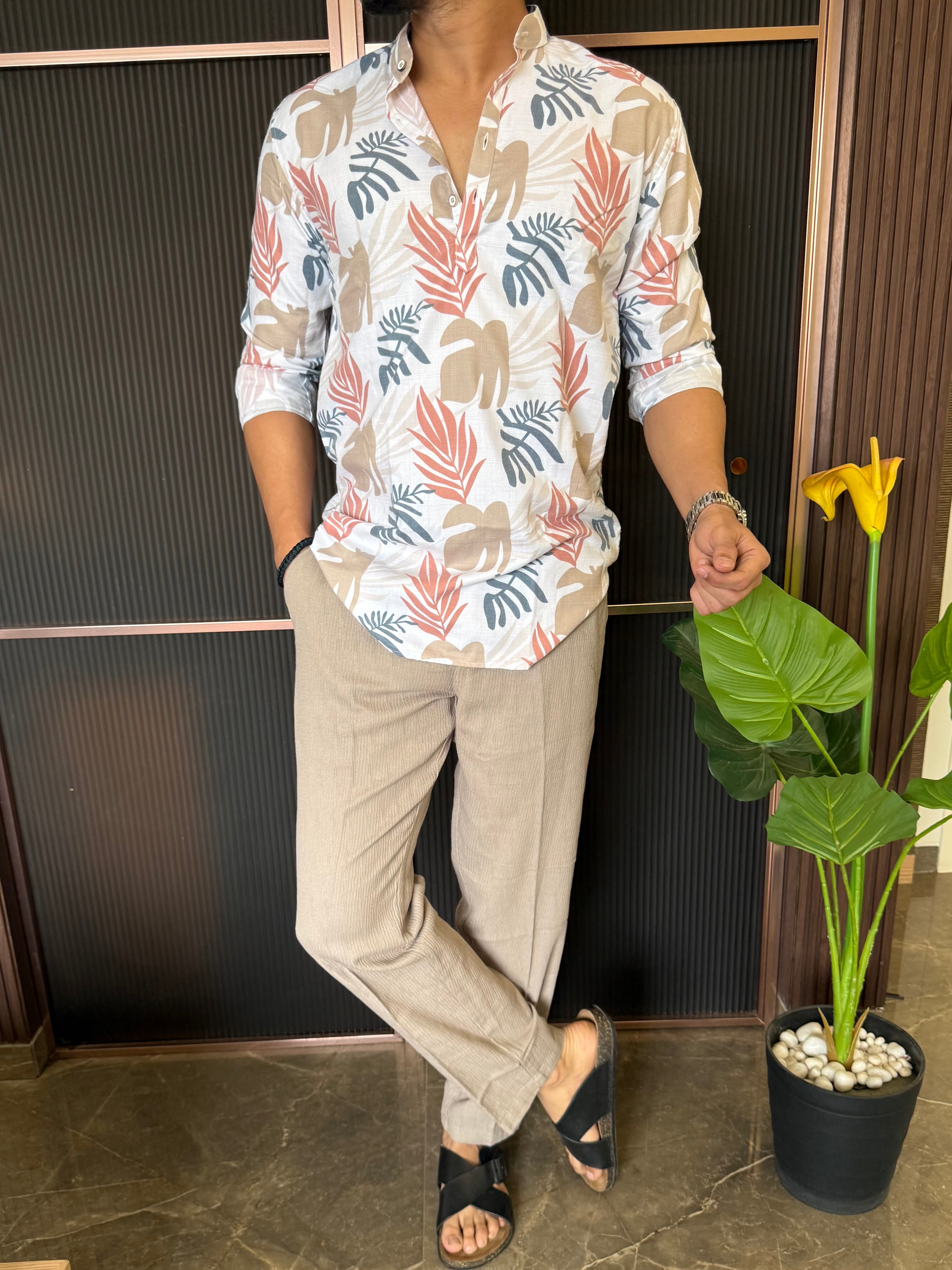 Printed Cotton Short Kurta Orange