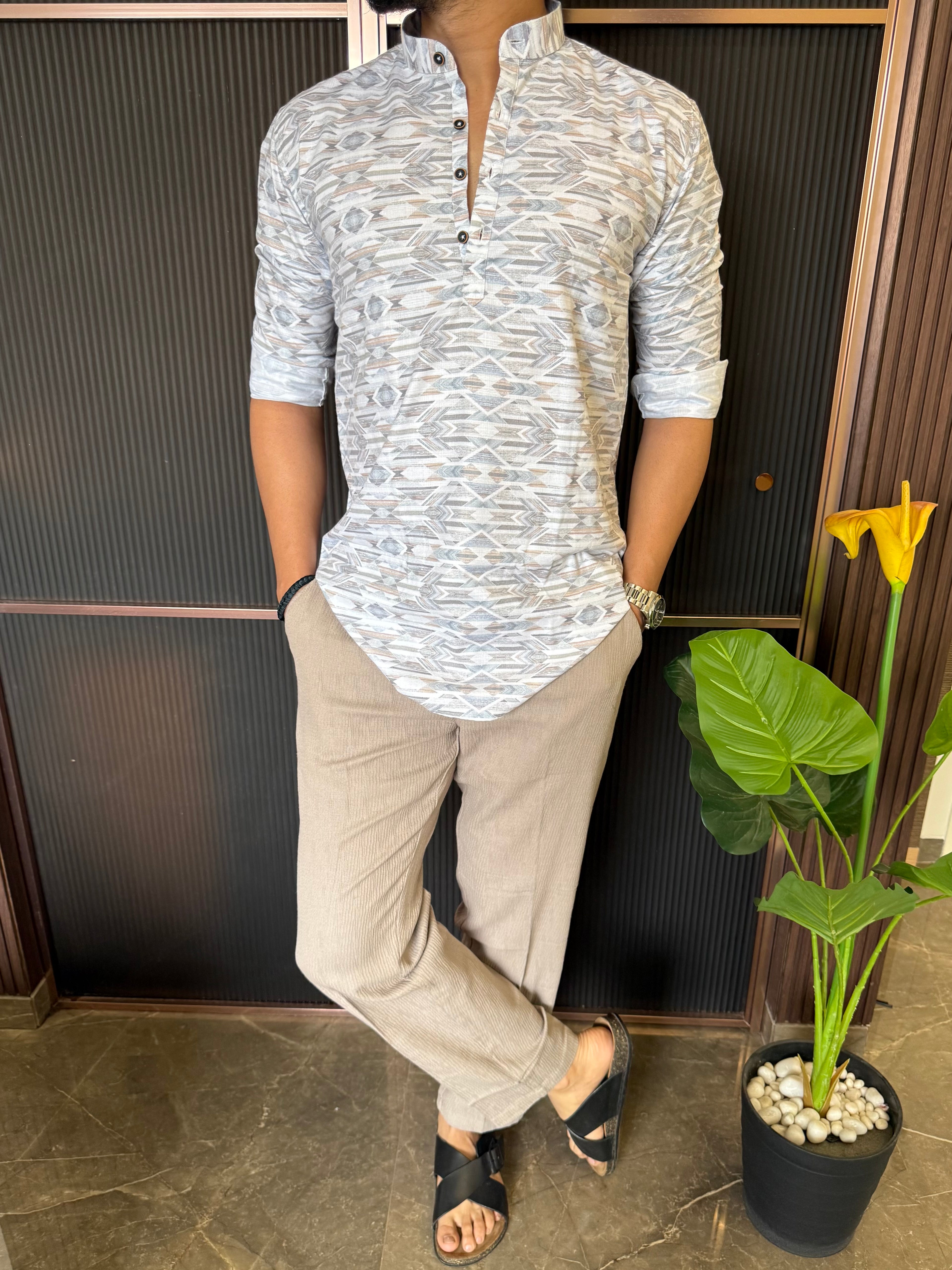 Printed Cotton Short Kurta