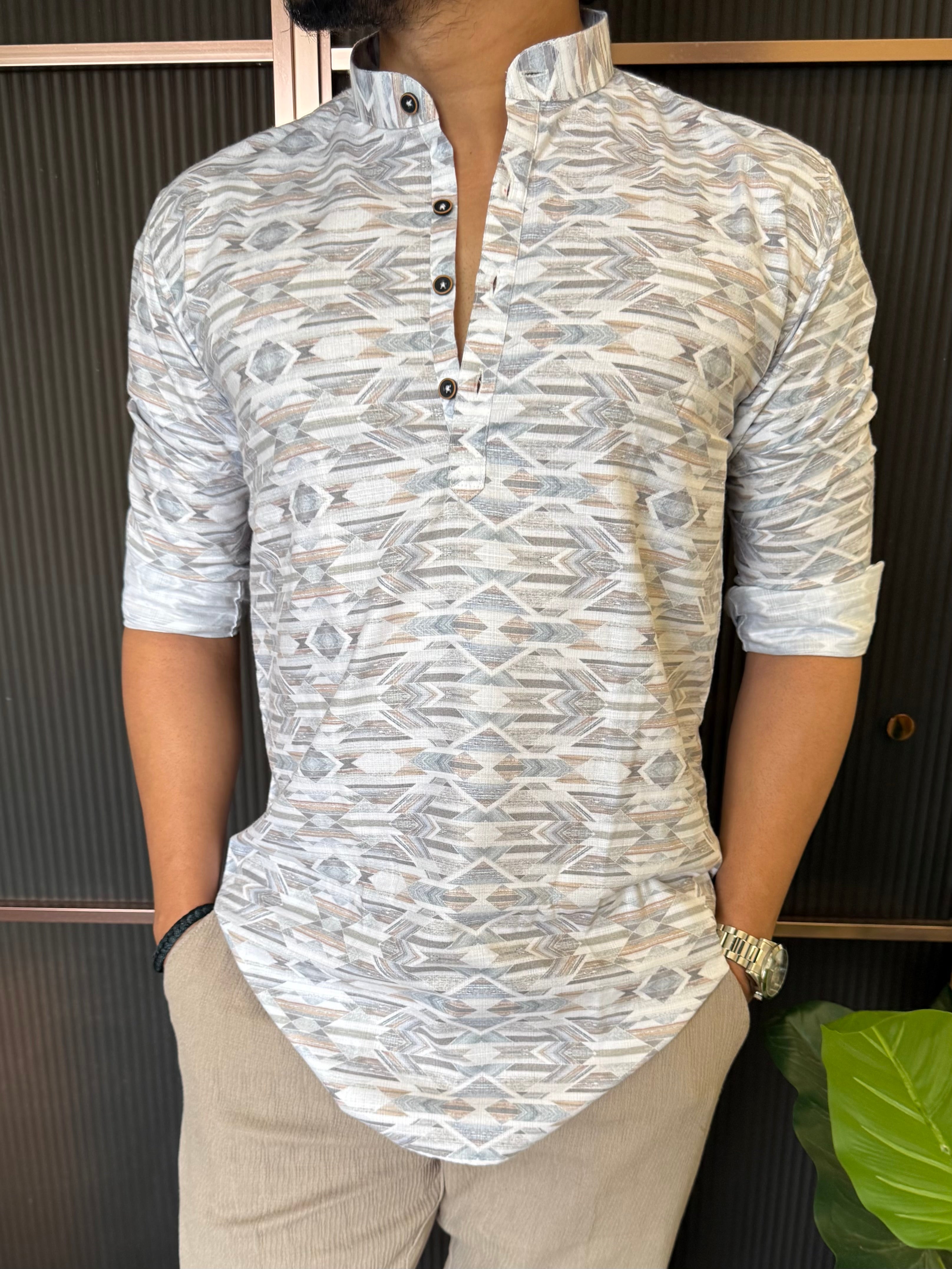 Printed Cotton Short Kurta