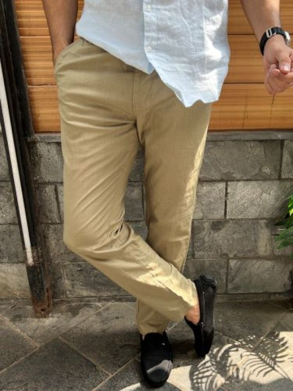 Elastic Waist Mehandi Linen Pant