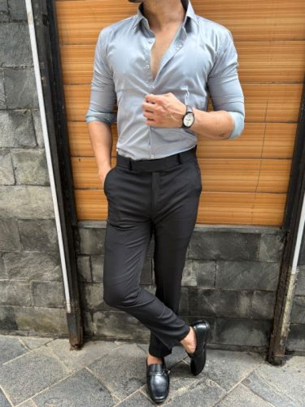 Satin Soft Grey Full sleeve Shirt
