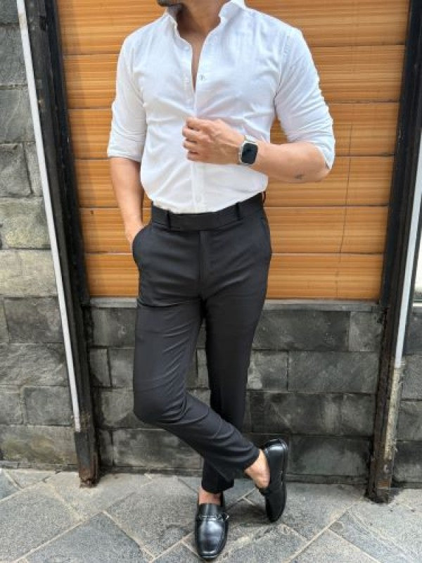 Stretchable Cotton White Full Sleeve Shirt