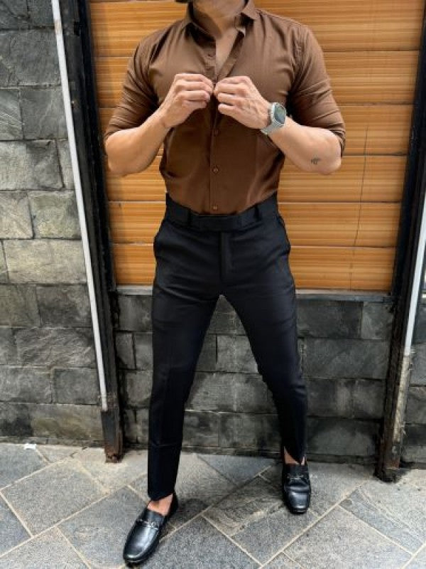 Stretchable Cotton Brown Full Sleeve Shirt
