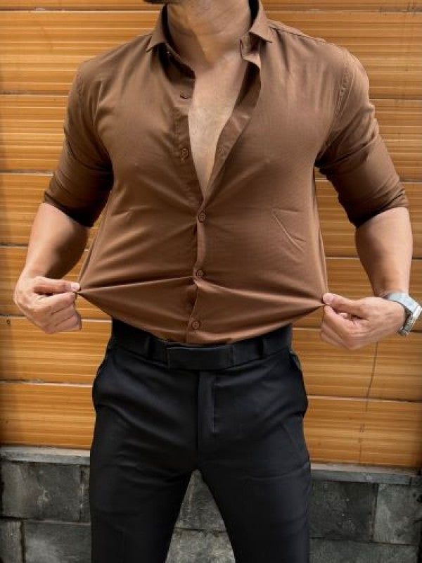Stretchable Cotton Brown Full Sleeve Shirt