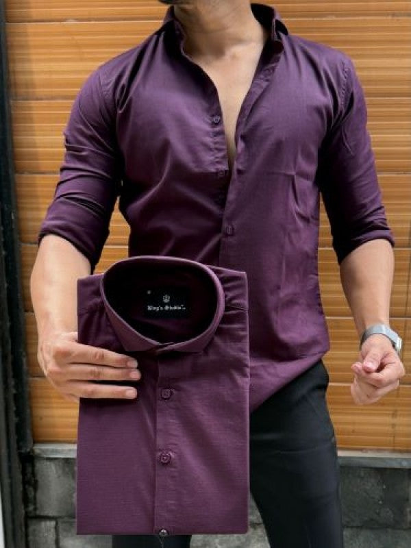 Stretchable Cotton Purple Full Sleeve Shirt
