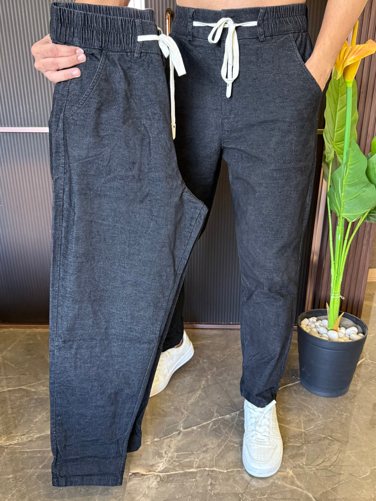 Stringy Soft Korean Black Denim