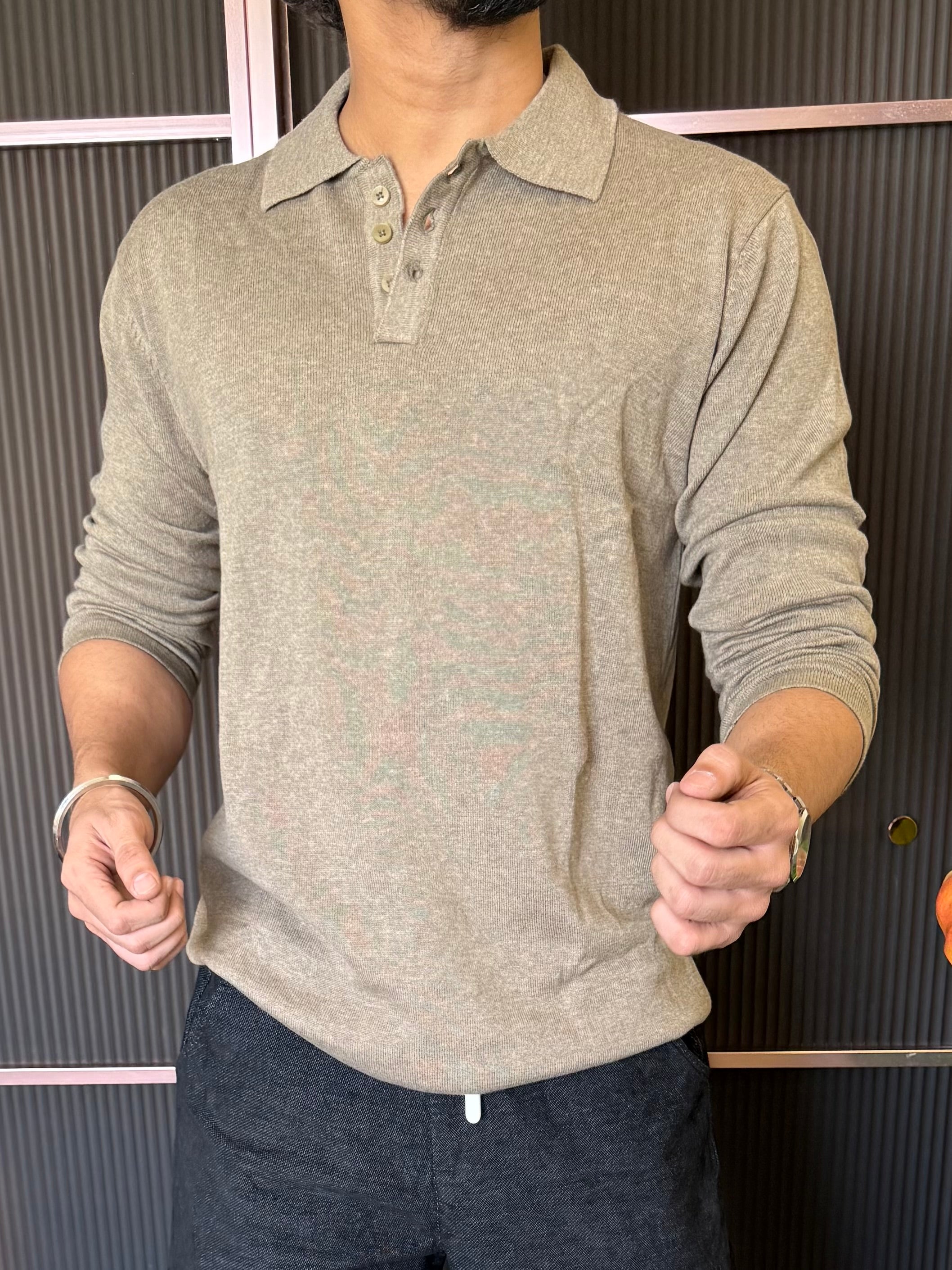 Knitted Collar Sand Fullsleeves