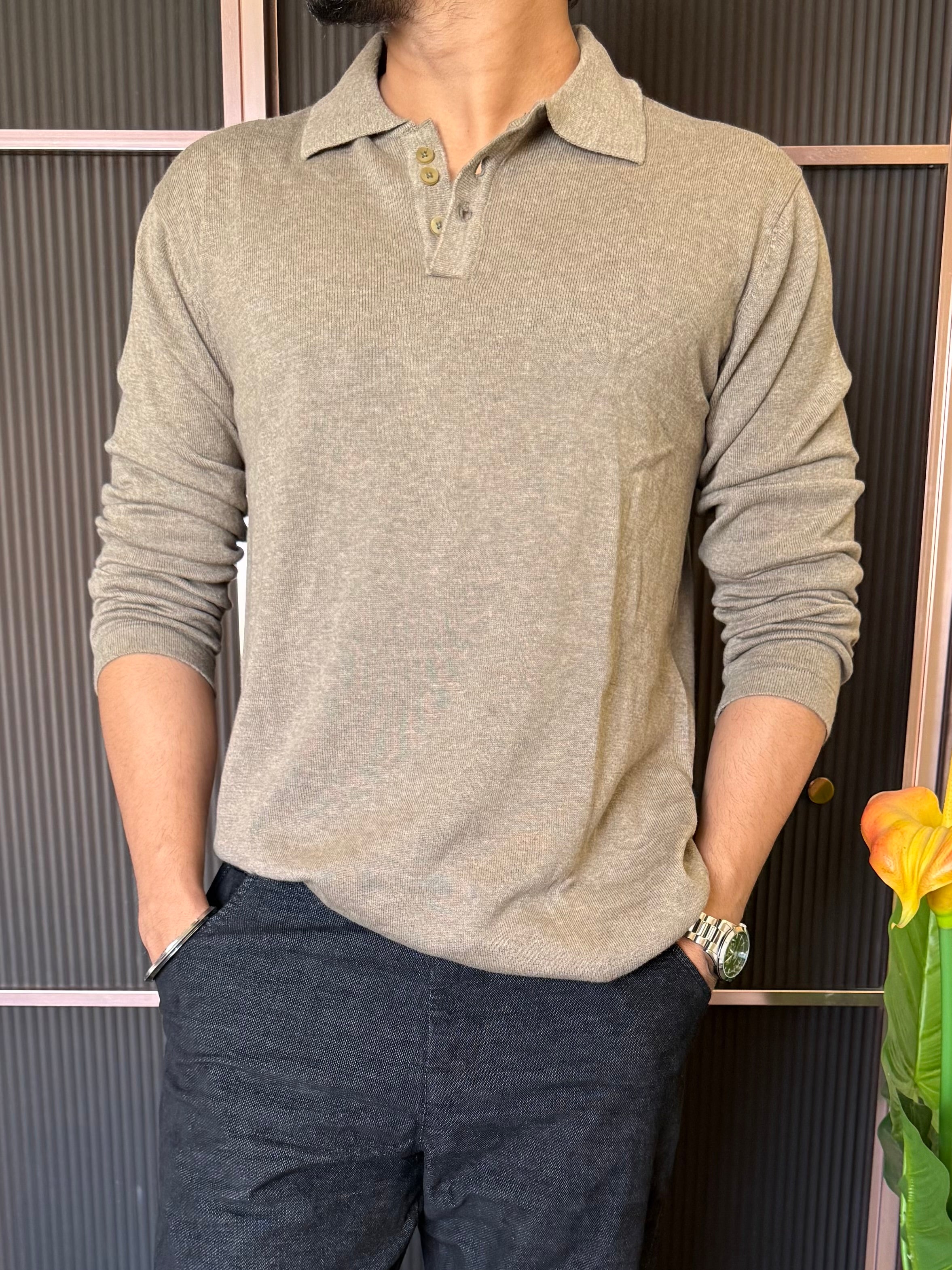 Knitted Collar Sand Fullsleeves