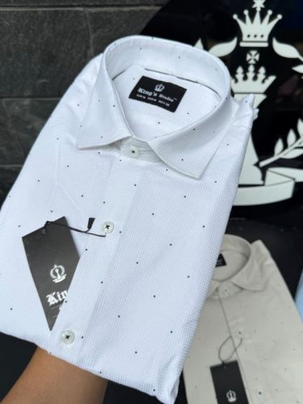 Oxford Dot Print White sleeve Shirt