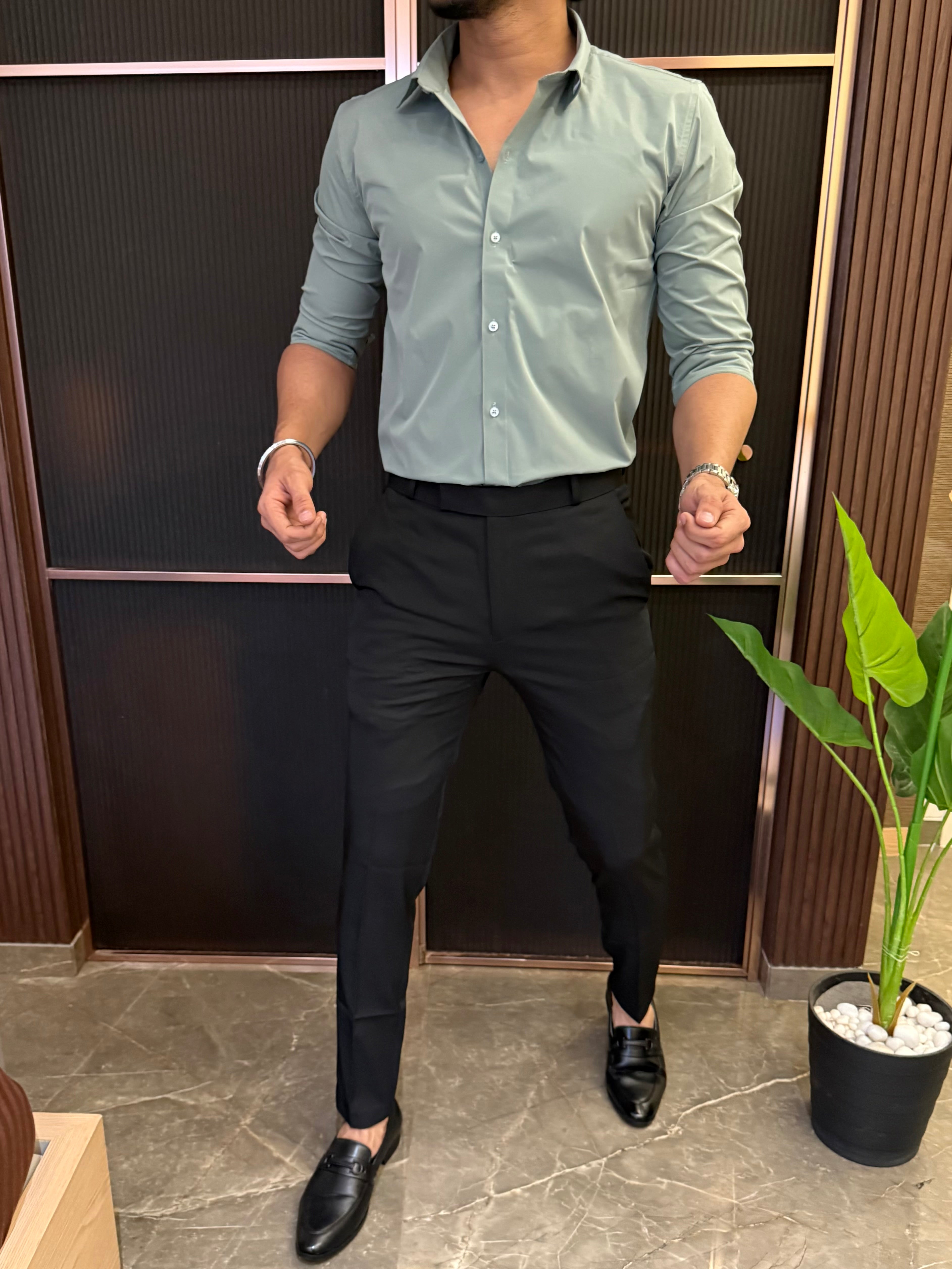 Formal Cotton Full Sleeve  Green Shirt