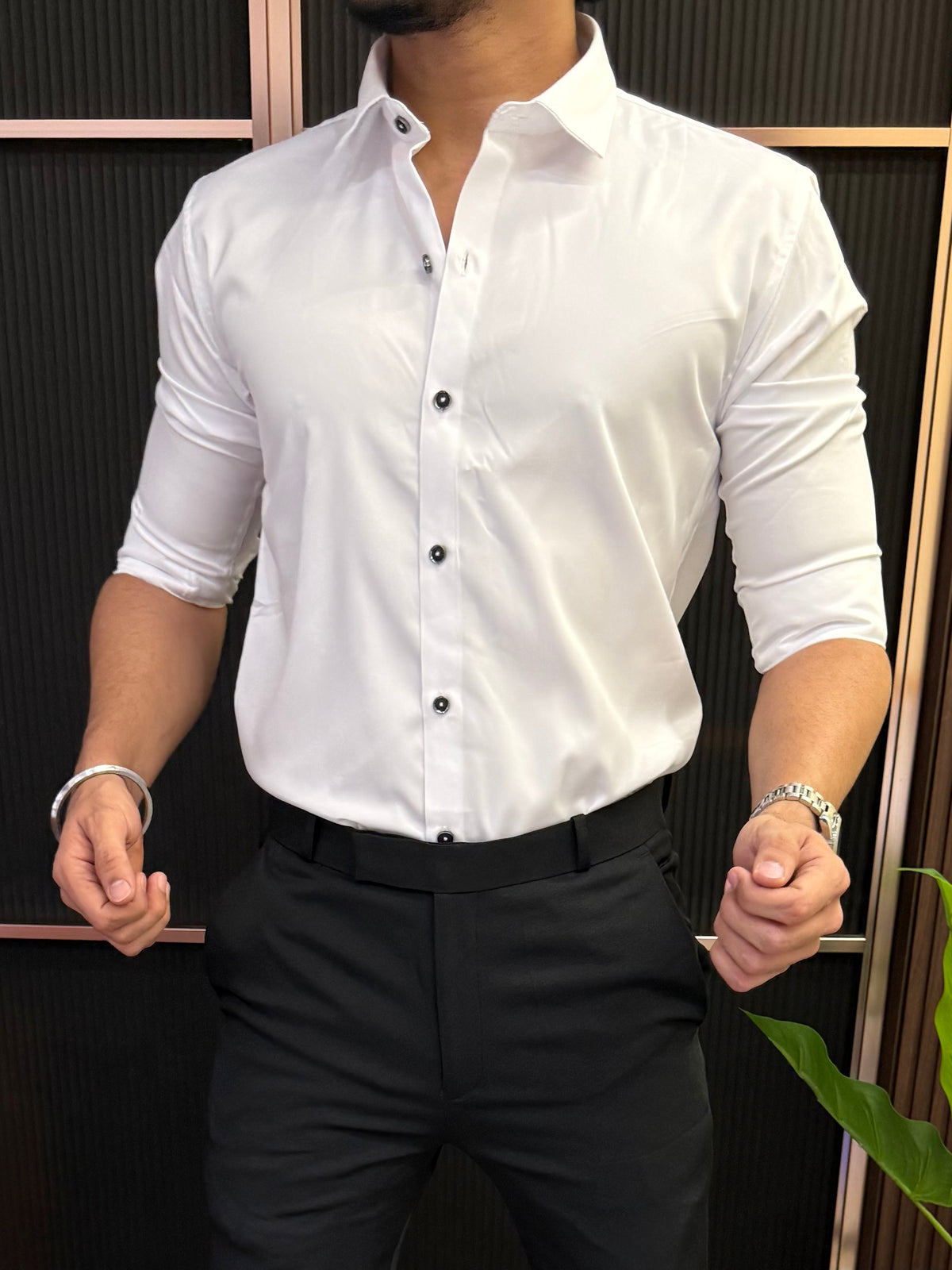Kings Satin White Full sleeves  Shirt