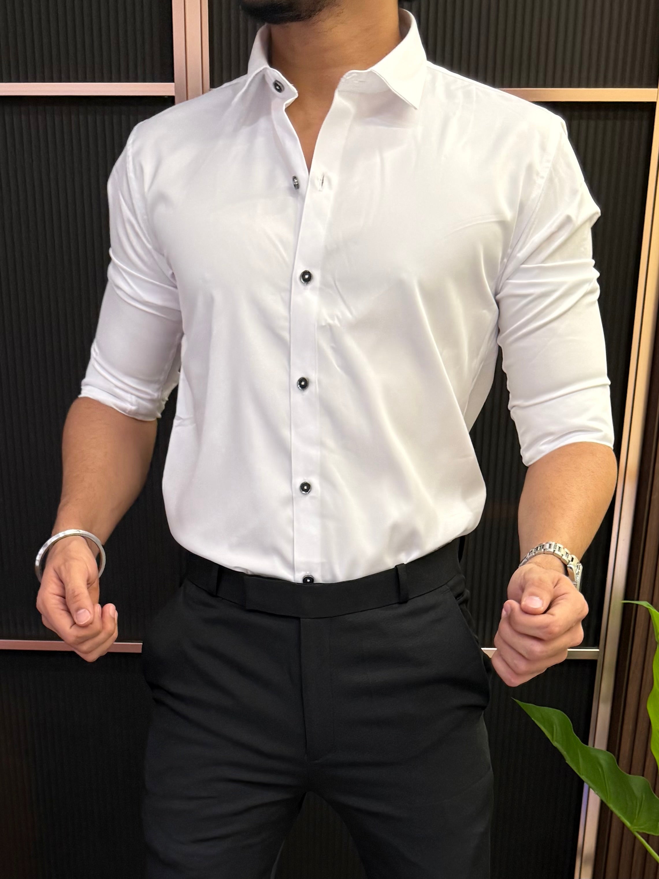 Kings Satin White Full sleeves  Shirt