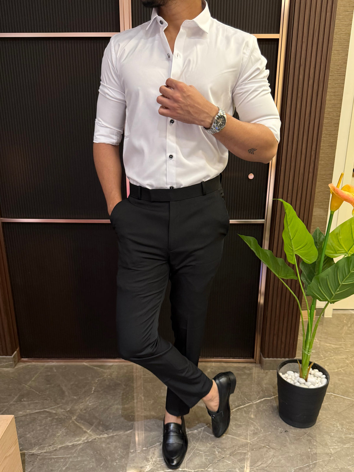 Kings Satin White Full sleeves  Shirt
