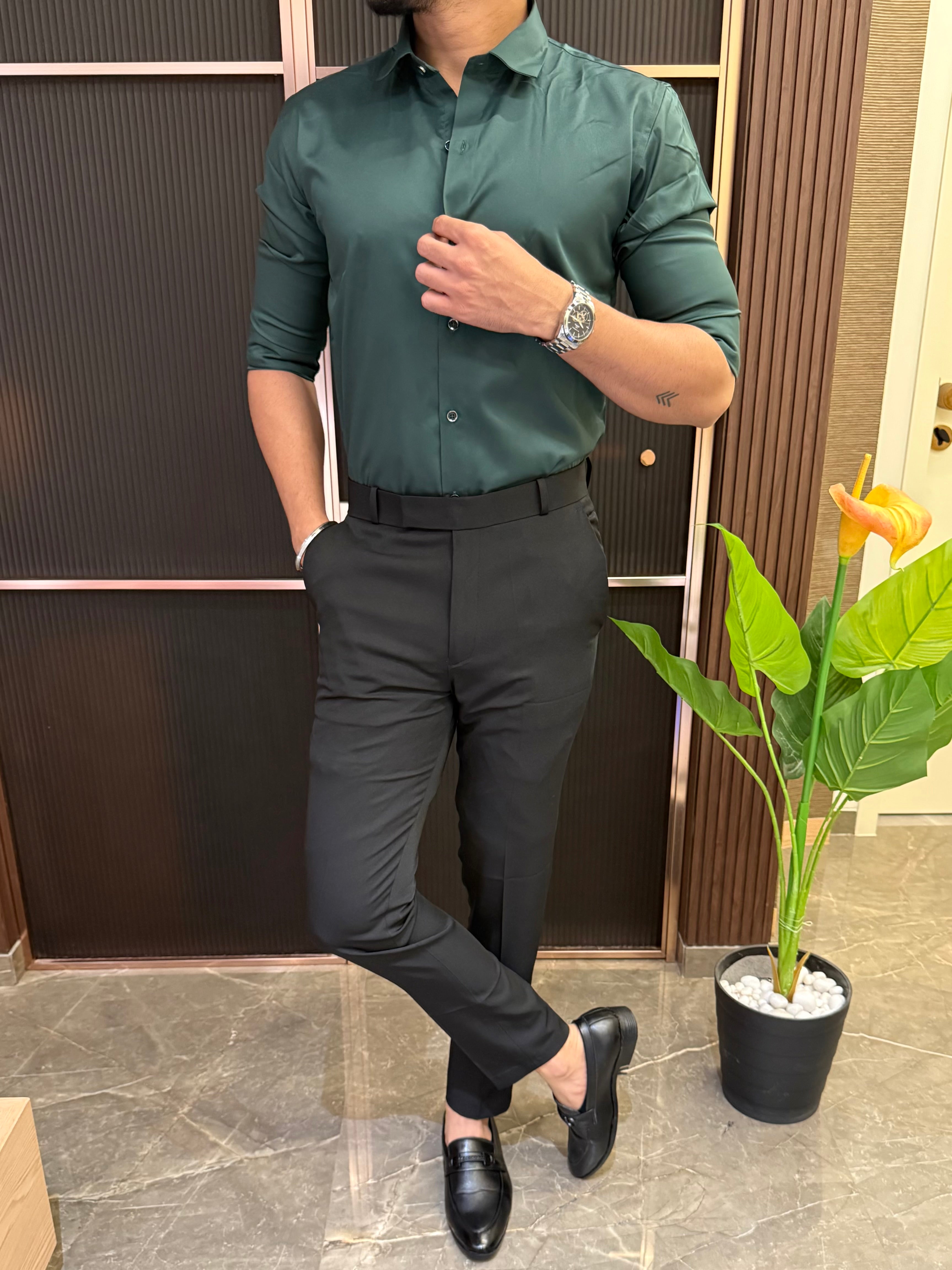 Kings Satin Green Full sleeves  Shirt
