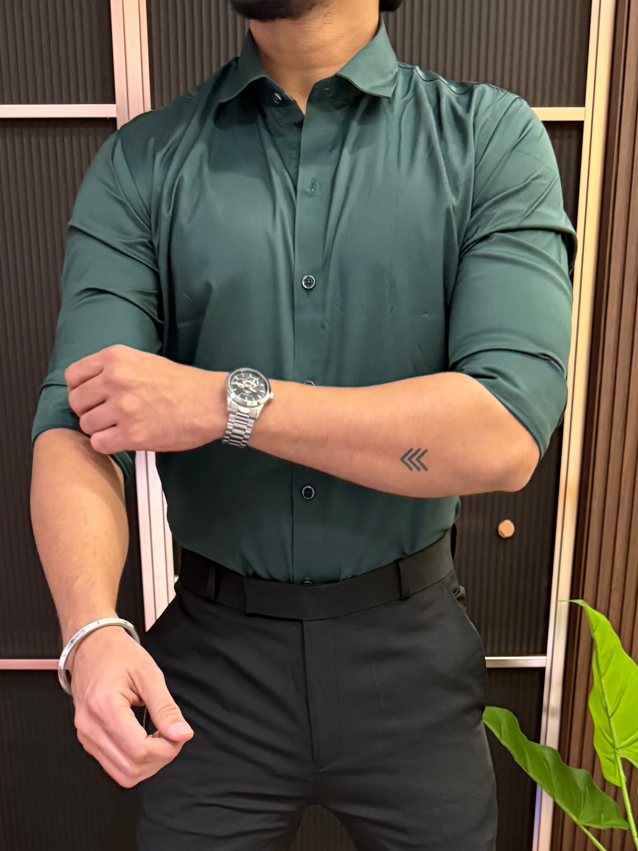 Kings Satin Green Full sleeves  Shirt