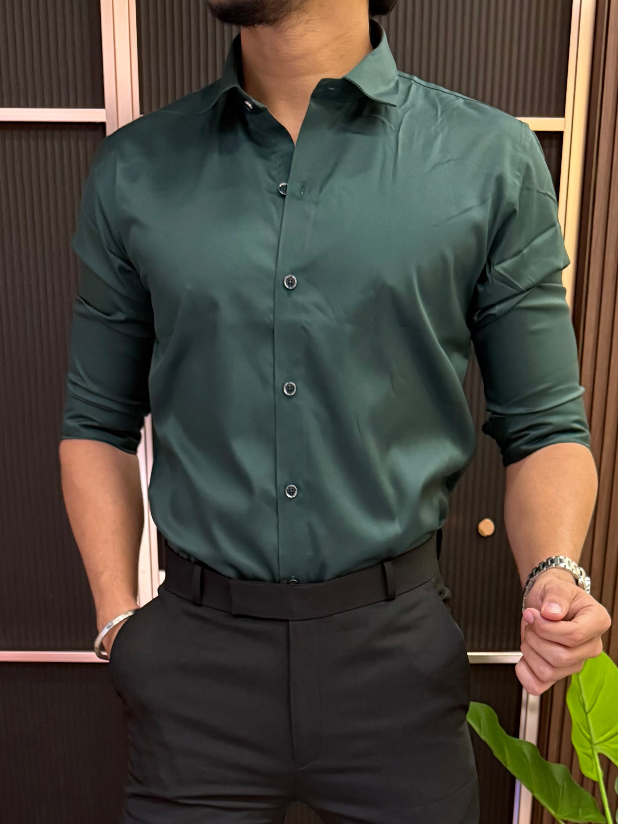 Kings Satin Green Full sleeves  Shirt